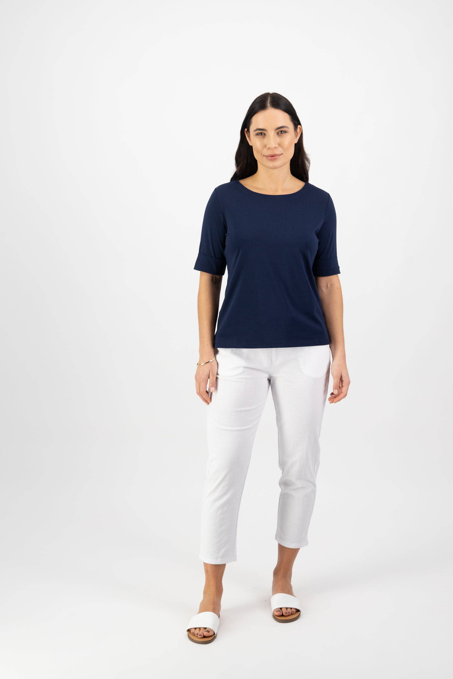 4262 Navy - Boat Neck Top - Vassalli