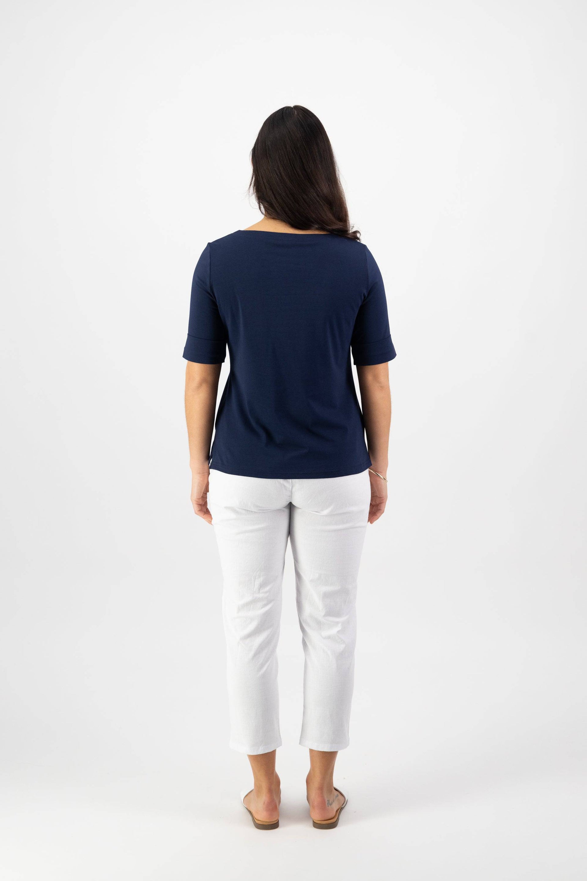 4262 Navy - Boat Neck Top - Vassalli