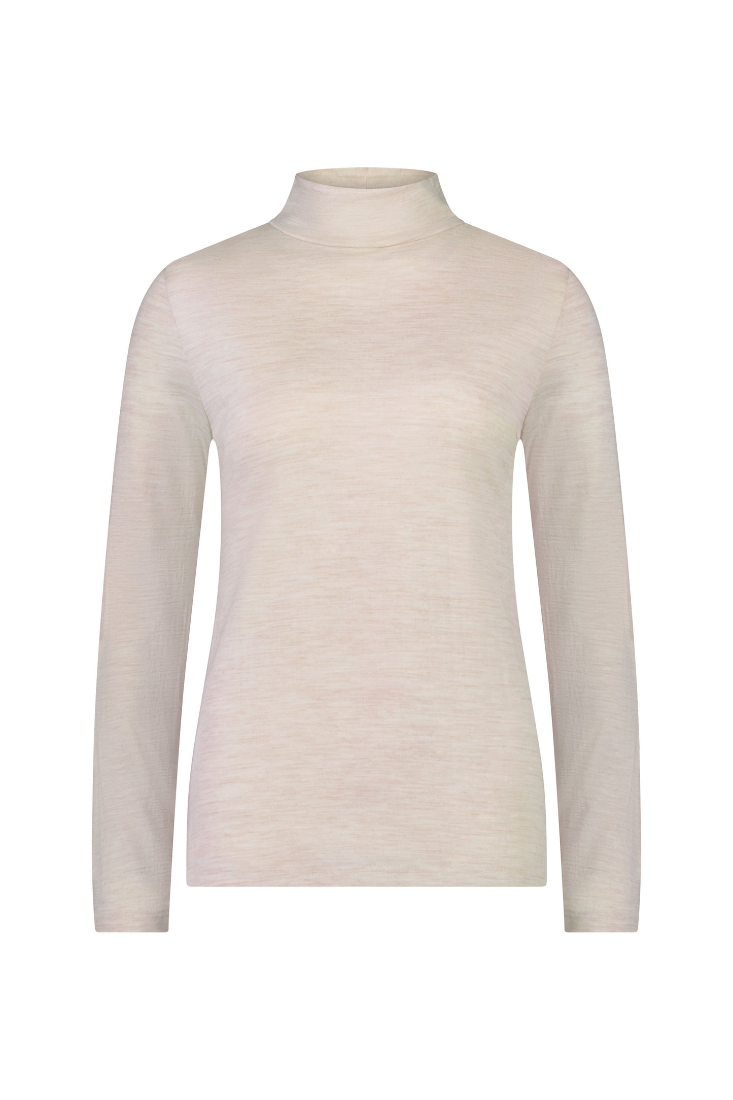 4287 Coconut Marle - 100% Merino Basic Long Sleeve Polo Neck Top - Vassalli