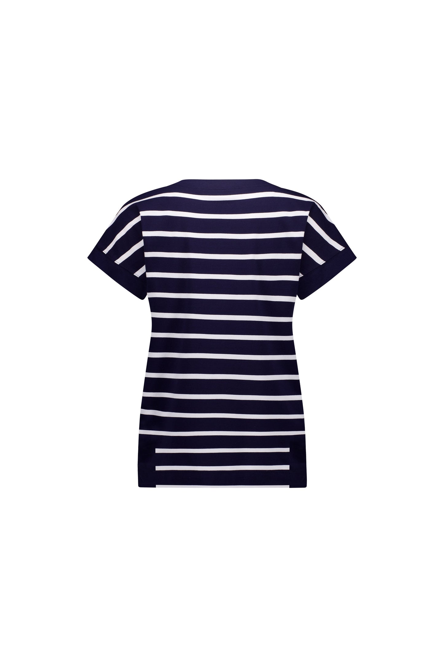4363S Ink/White Stripe - Drop Sleeve Top with Stepped Hem - Vassalli