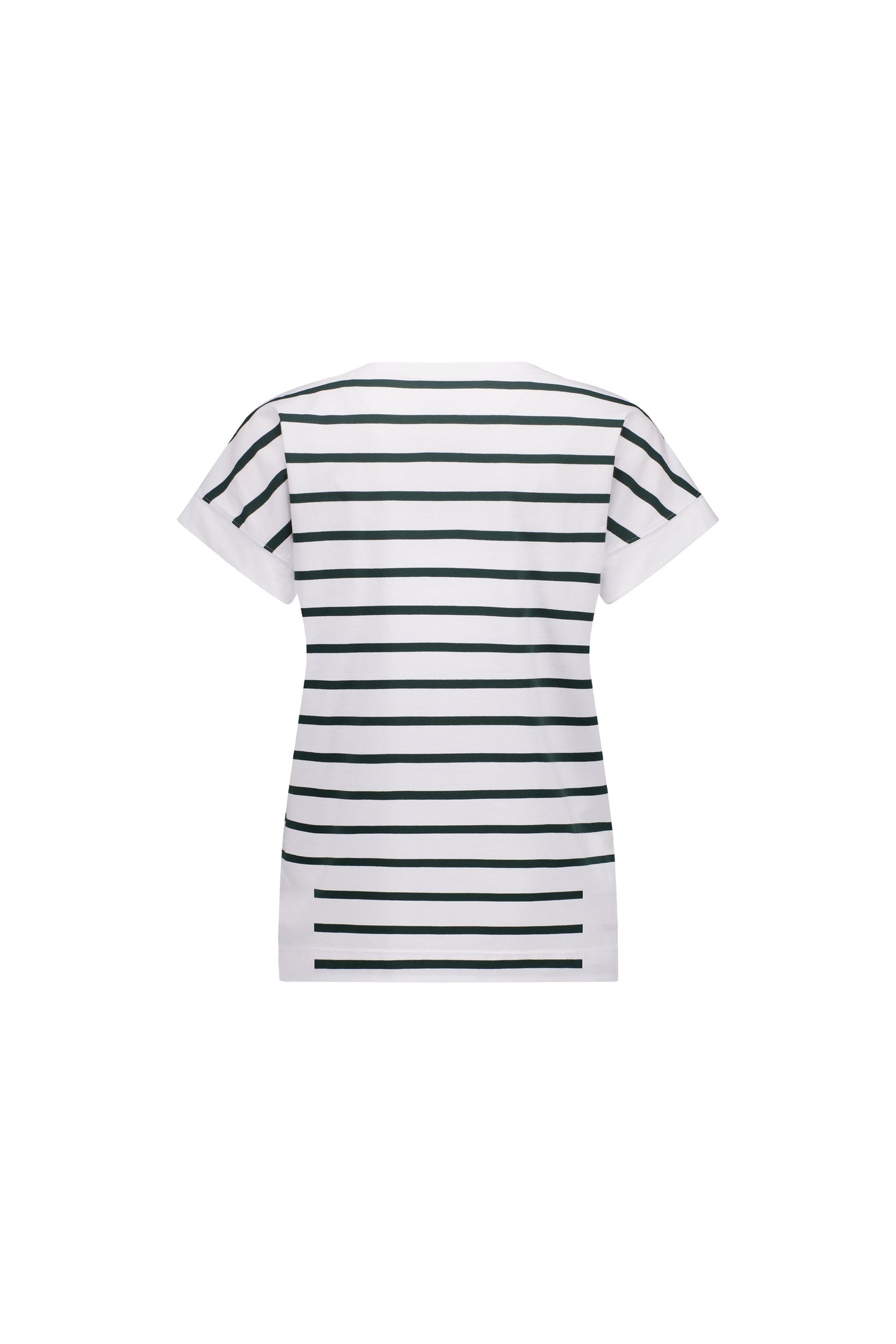 4363S White/Forest Stripe - Drop Sleeve Top with Stepped Hem