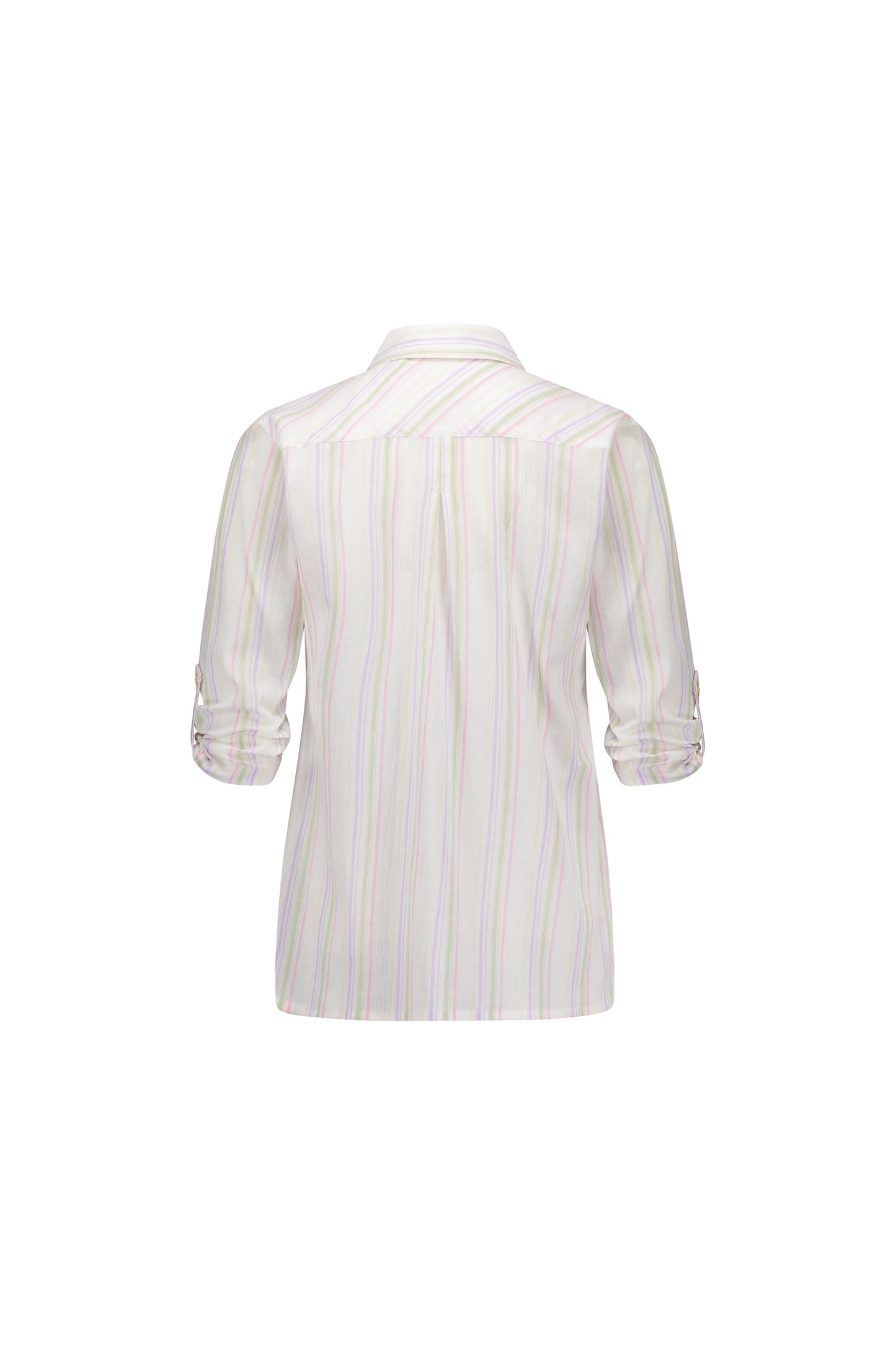4384 Stripe - Button Front Shirt with Tab Sleeve - Vassalli