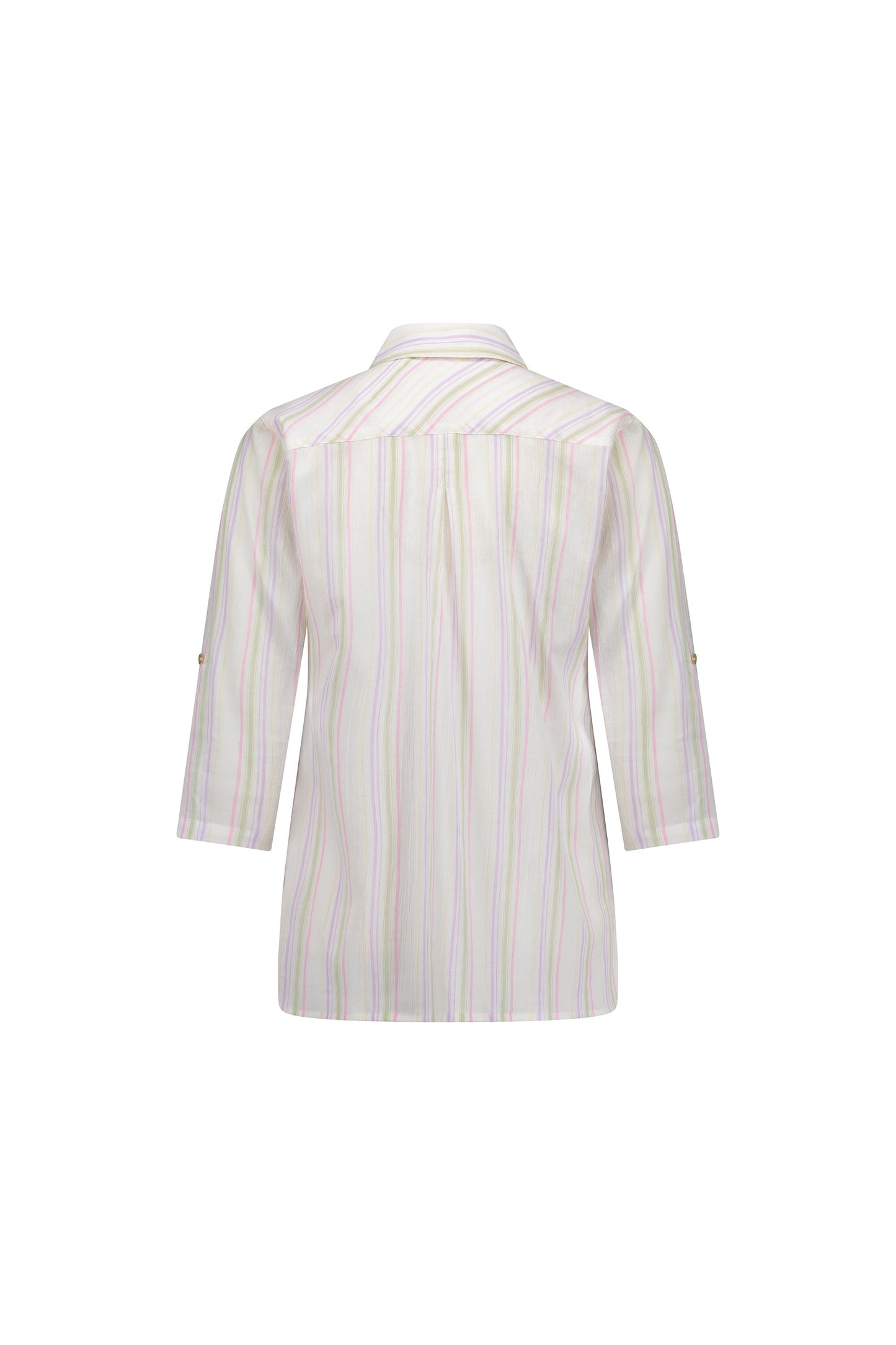 4384 Stripe - Button Front Shirt with Tab Sleeve - Vassalli
