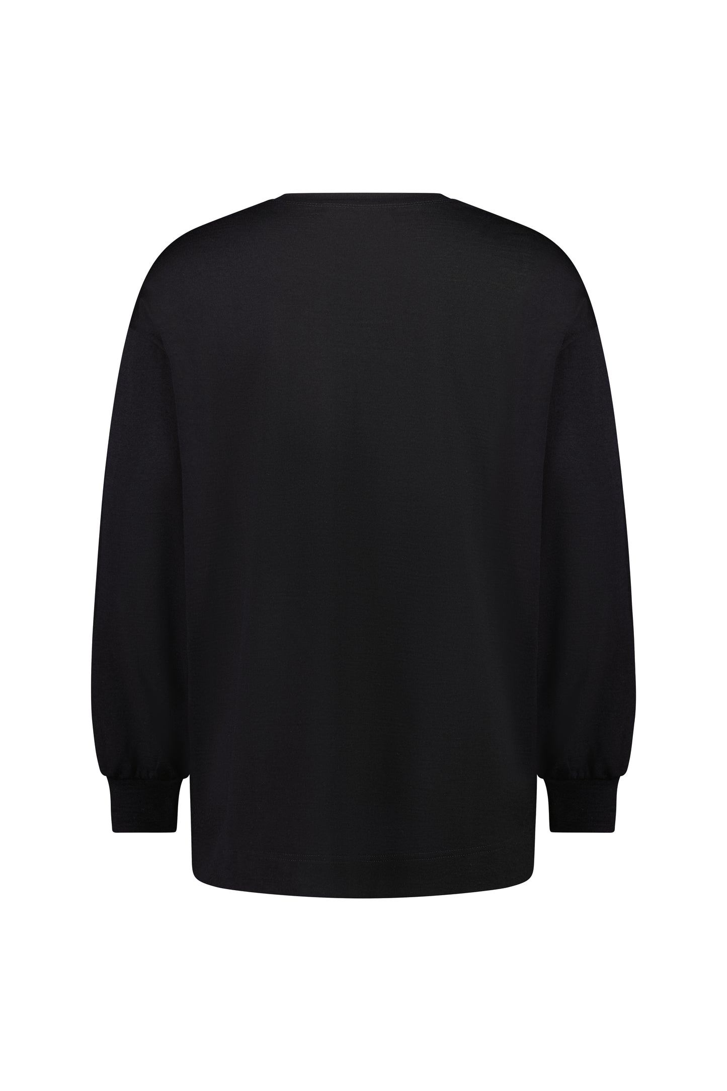 4391 Black - 100% Merino Round Neck Drop Shoulder Top - Vassalli
