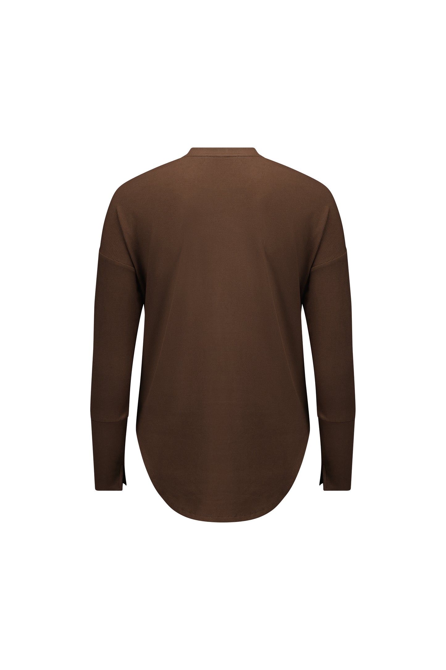 4396A Chocolate - Round Neck Top with Cuff Detail - Vassalli