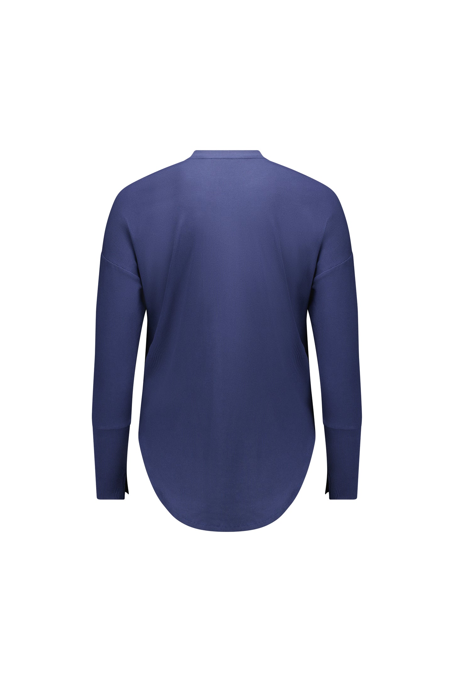 4396A Denim Blue - Round Neck Top with Cuff Detail - Vassalli