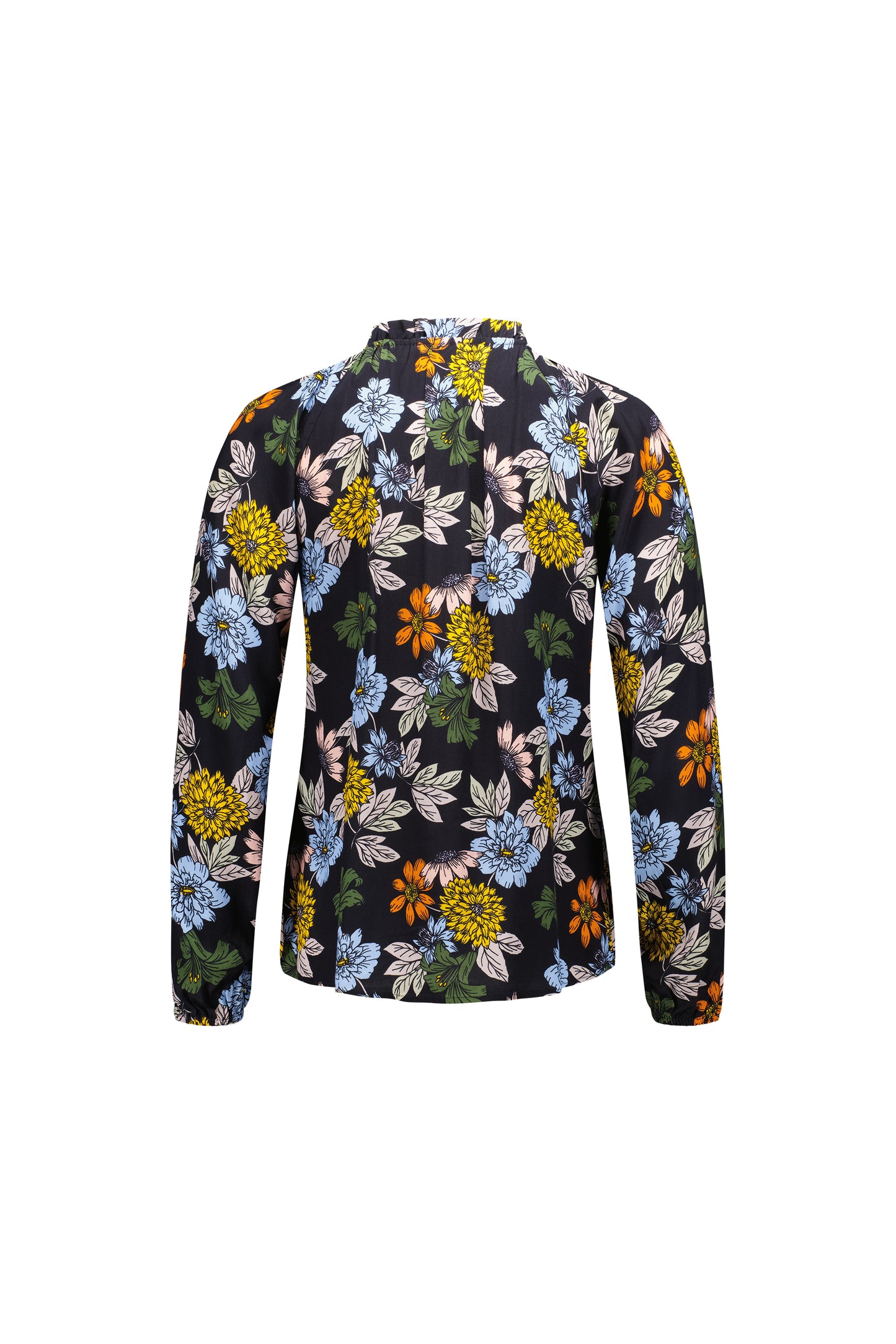 4404 Viva La Bloom - V Neck Top with Front Frill and Neck Ties - Vassalli