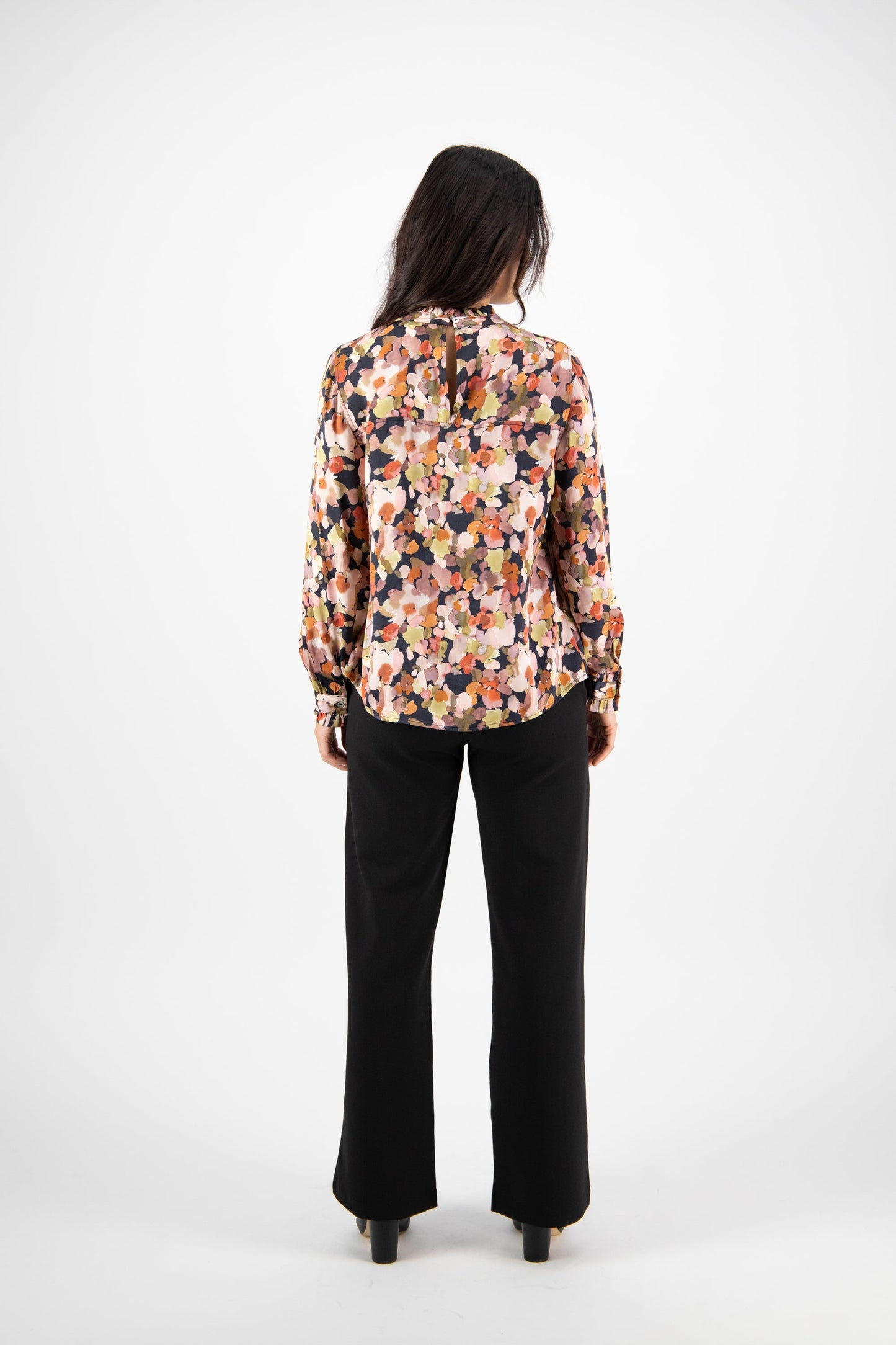 4408 Sweet Sage - Ruffle Neck Top with Pleat Front - Vassalli