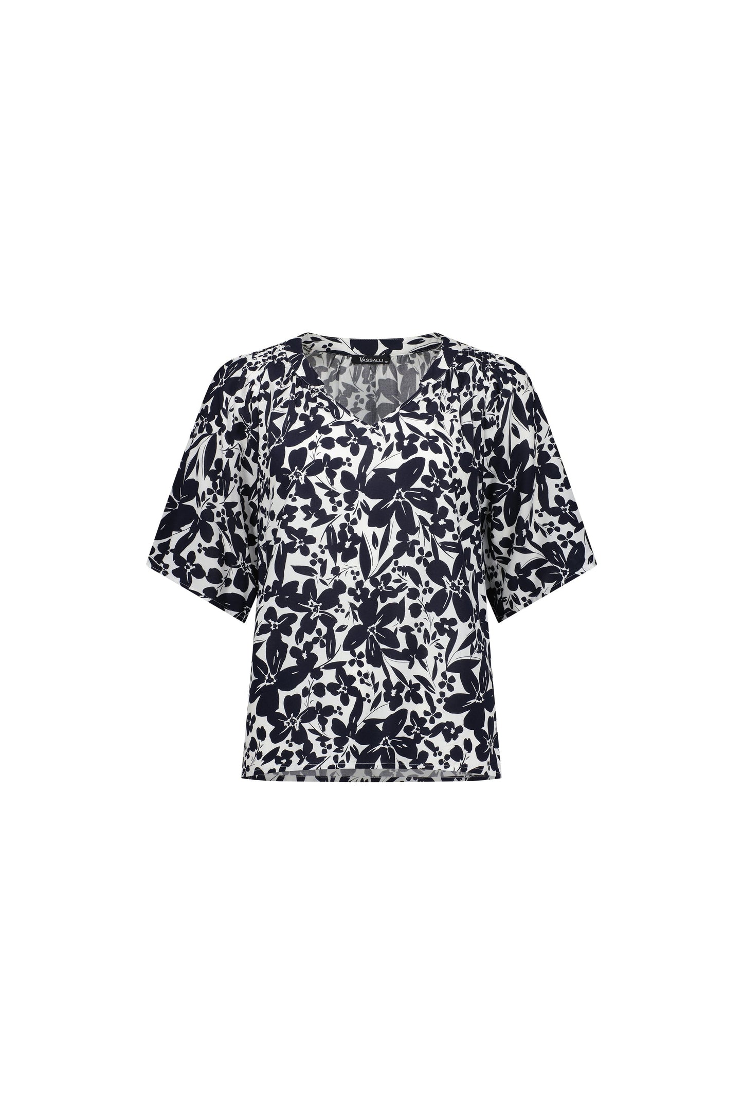 4447 Coco - Short Sleeve V Neck Top with Shirred Shoulders