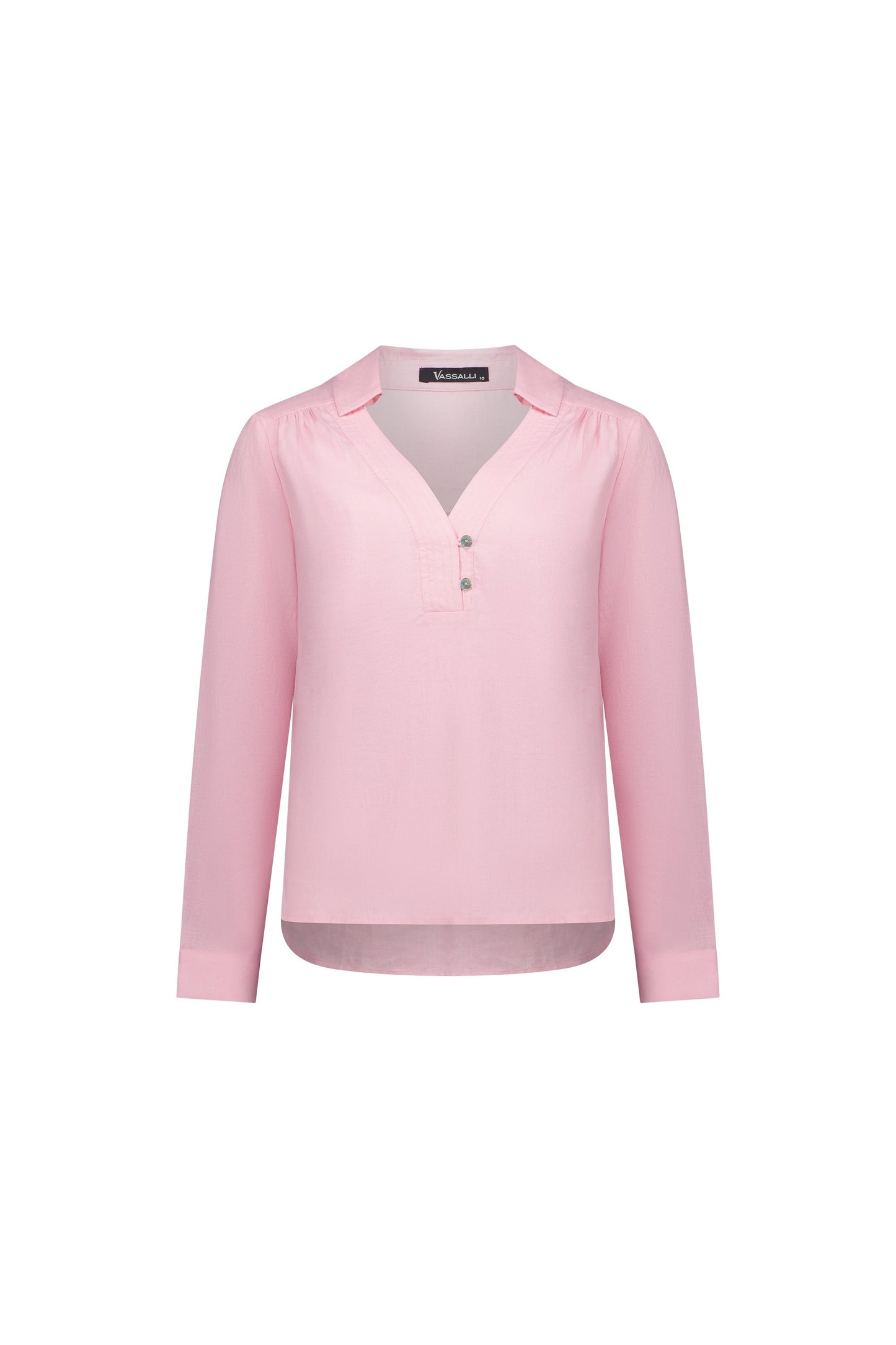 4449 Light Pink - Long Sleeve Shirt with 1/2 Placket - Vassalli