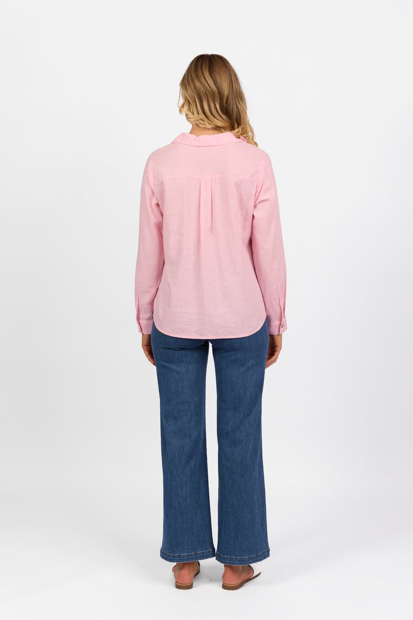4449 Light Pink - Long Sleeve Shirt with 1/2 Placket - Vassalli