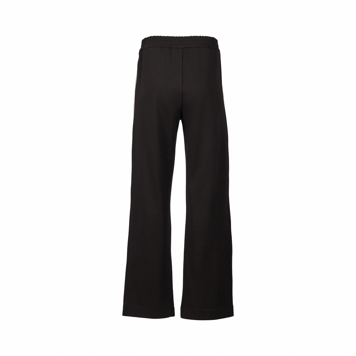 5006 Black - Wide Leg Full Length Pant with Side Stripe Panel - Vassalli