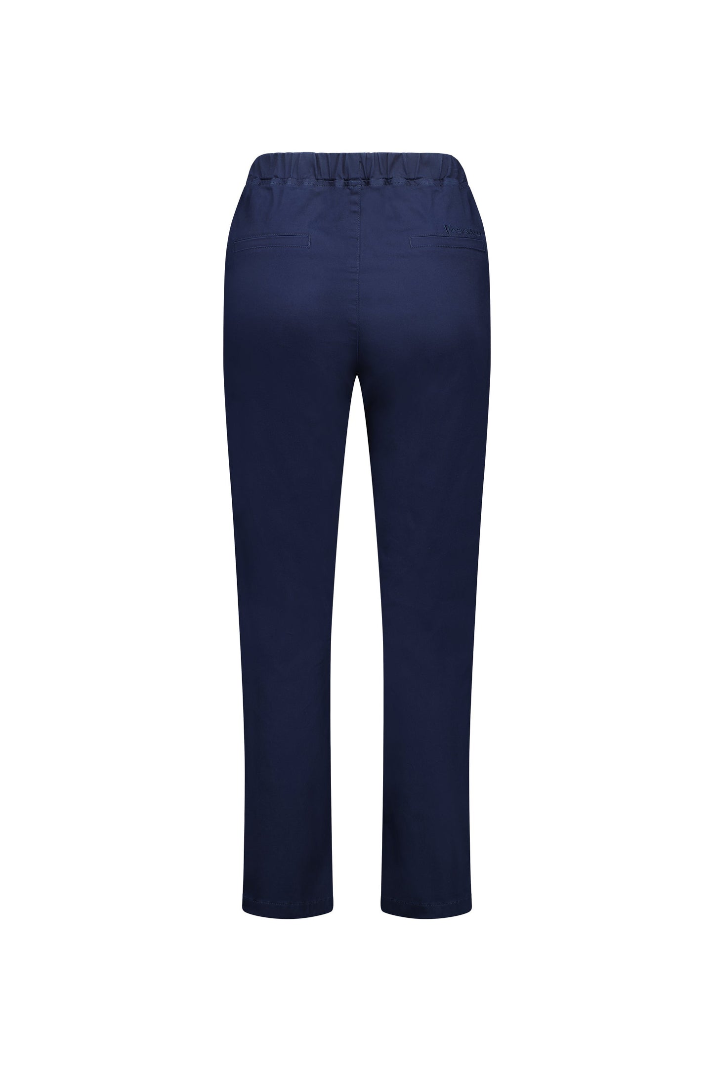 5011LW Navy - Plain Slim Leg Ankle Grazer Lightweight Pull On Pant - Vassalli
