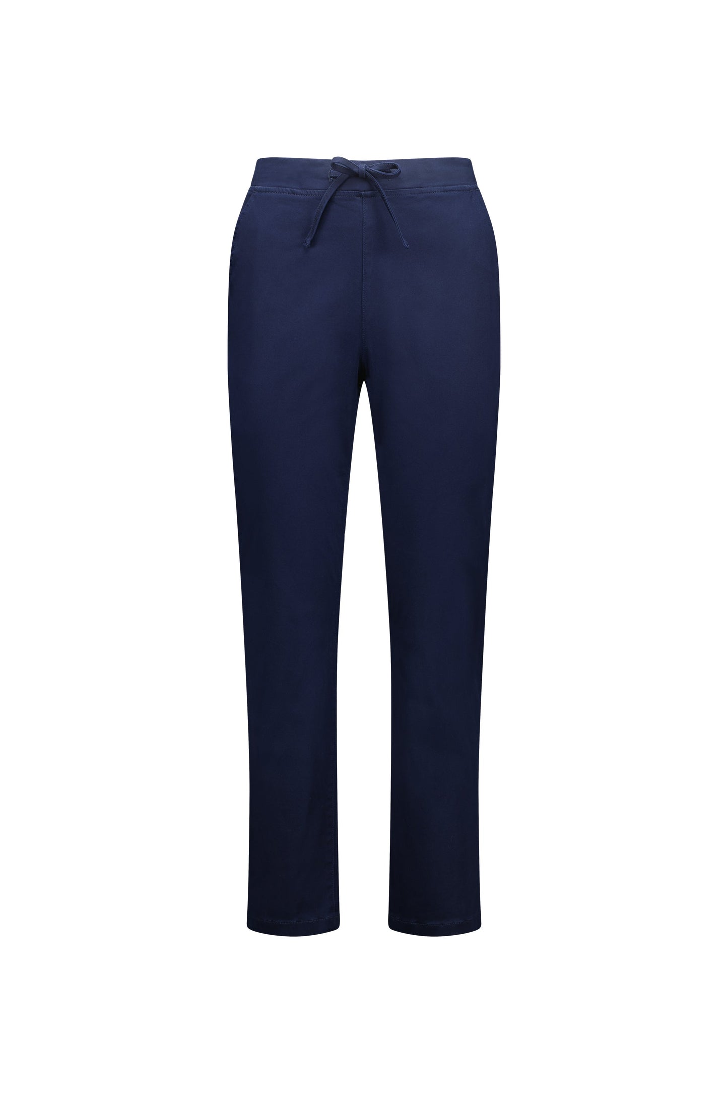 5011LW Navy - Plain Slim Leg Ankle Grazer Lightweight Pull On Pant - Vassalli