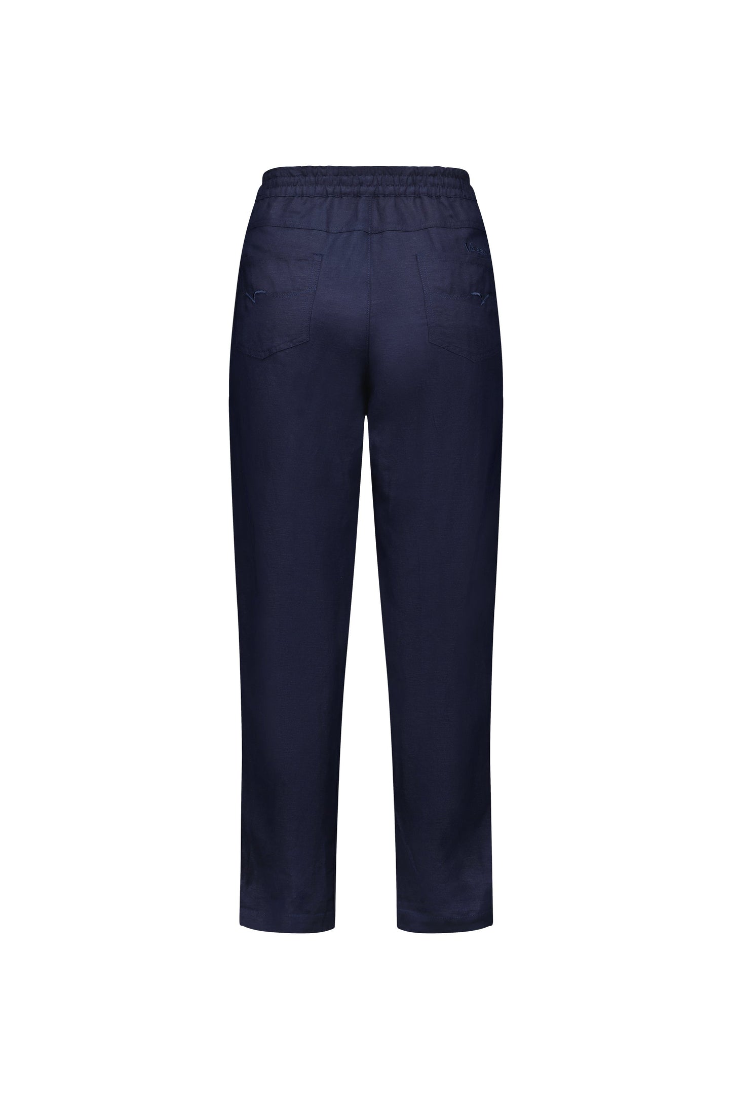 5016 Ink - Slim Leg Ankle Grazer Pant with Full Elastic Waistband - Vassalli