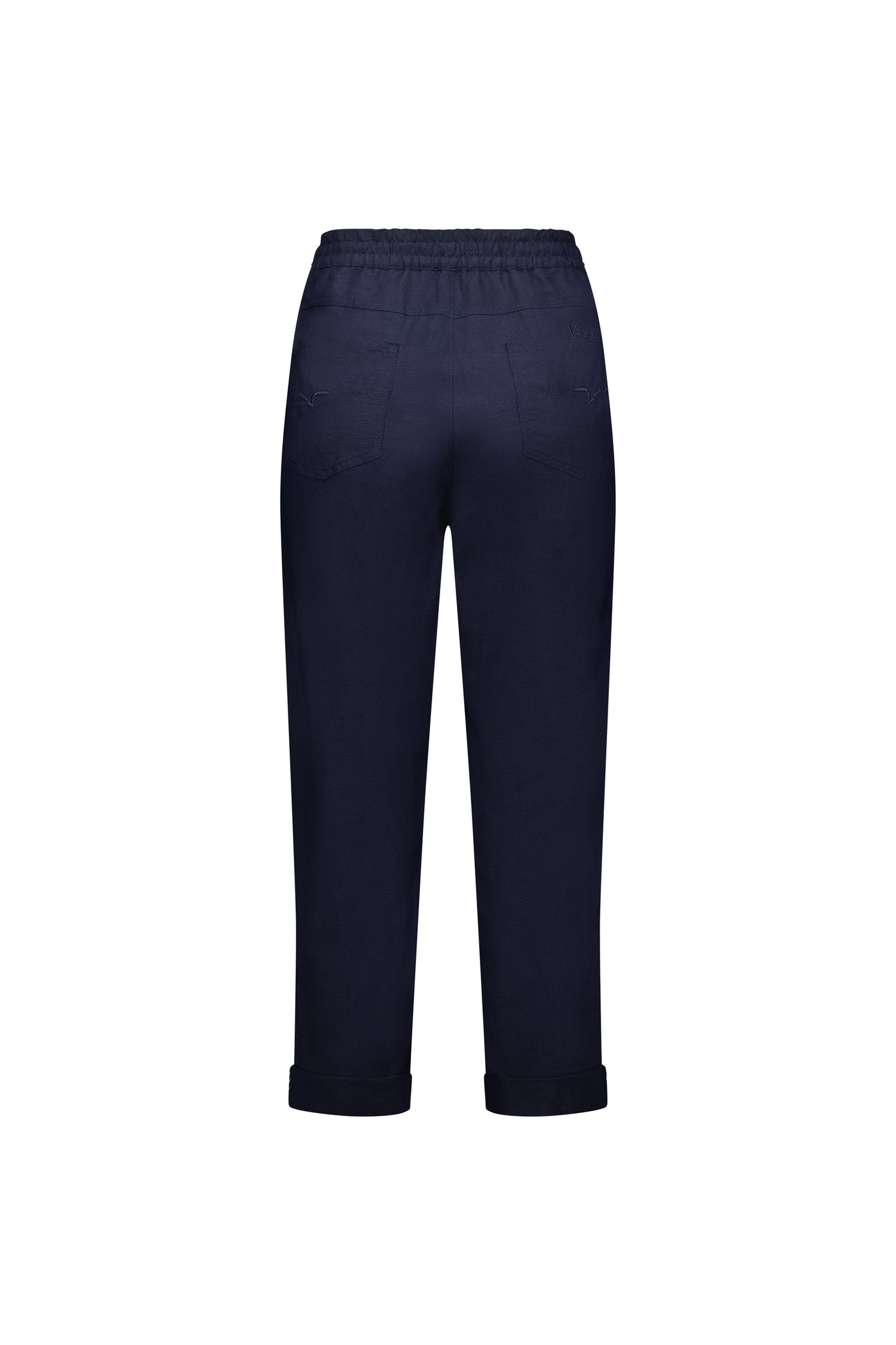 5016 Ink - Slim Leg Ankle Grazer Pant with Full Elastic Waistband - Vassalli