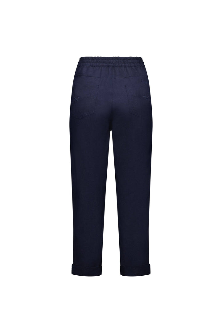 5016 Ink - Slim Leg Ankle Grazer Pant with Full Elastic Waistband - Vassalli