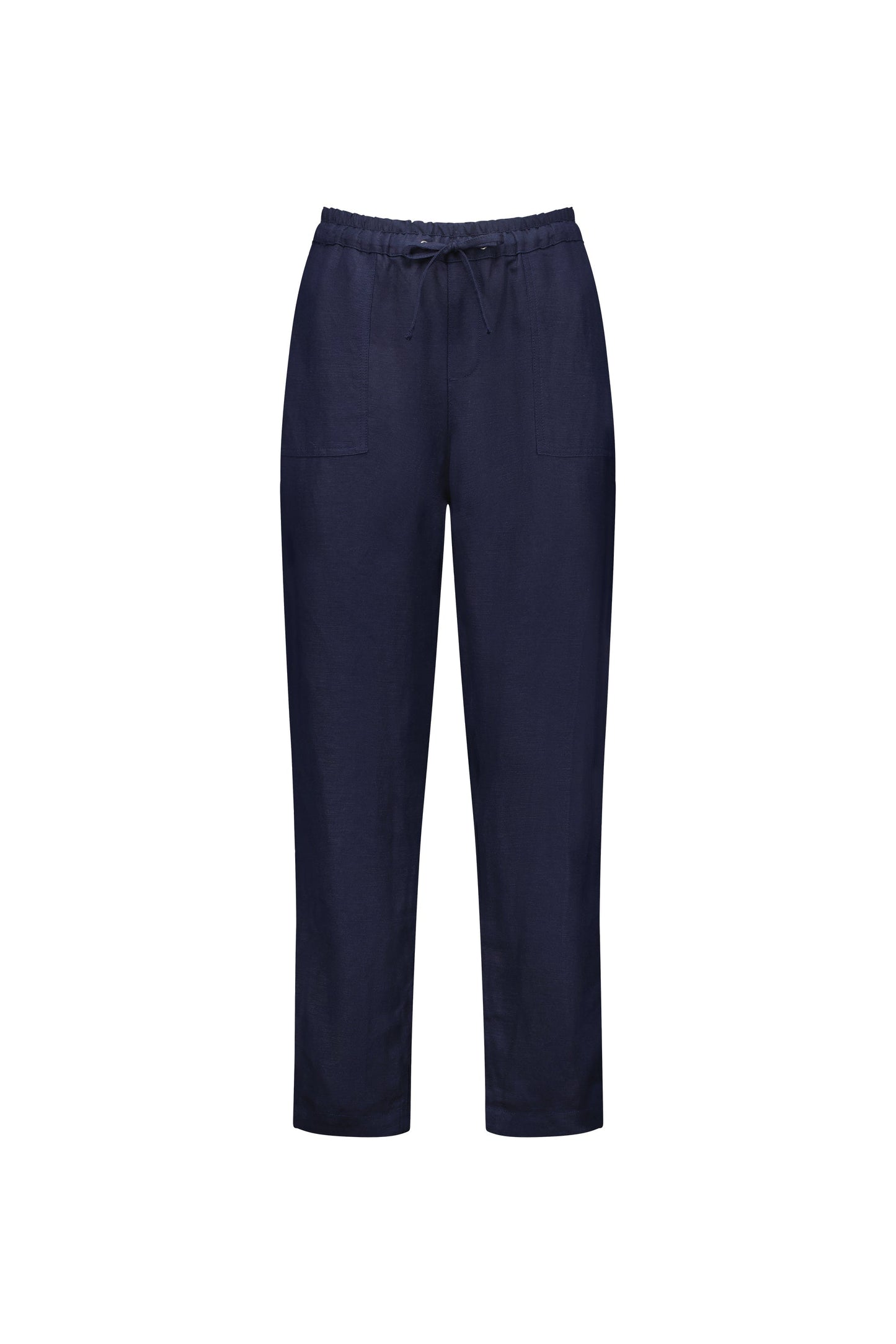 5016 Ink - Slim Leg Ankle Grazer Pant with Full Elastic Waistband - Vassalli