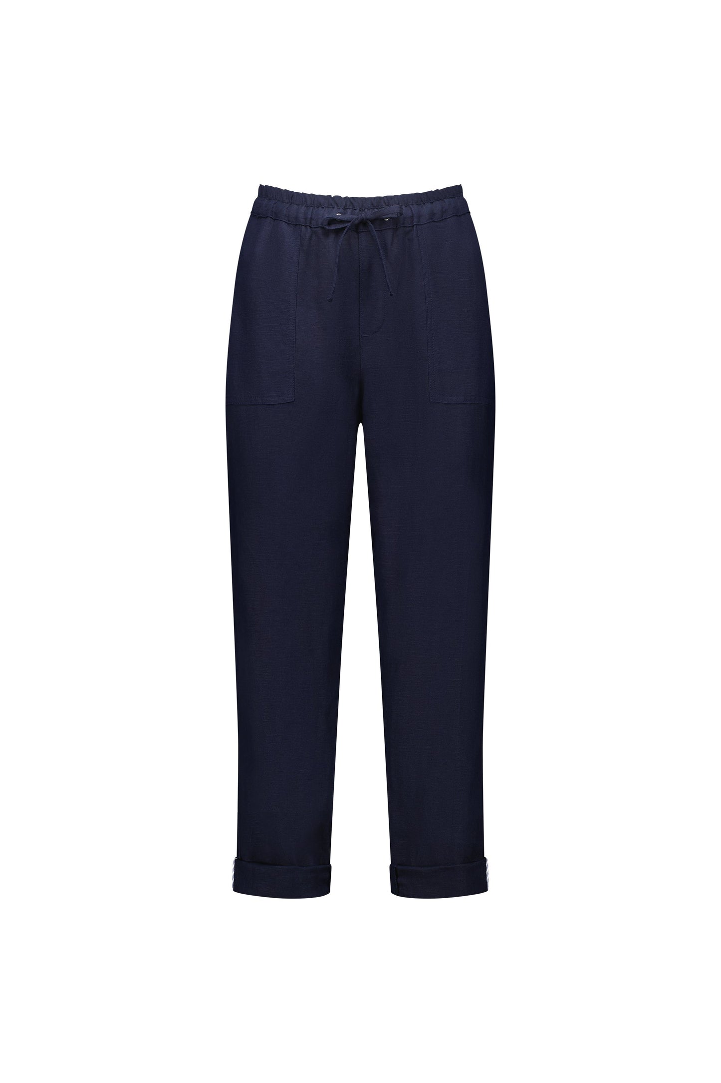 5016 Ink - Slim Leg Ankle Grazer Pant with Full Elastic Waistband - Vassalli