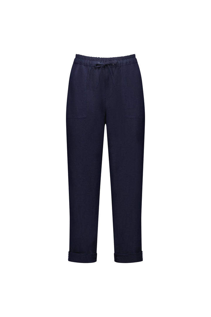 5016 Ink - Slim Leg Ankle Grazer Pant with Full Elastic Waistband - Vassalli