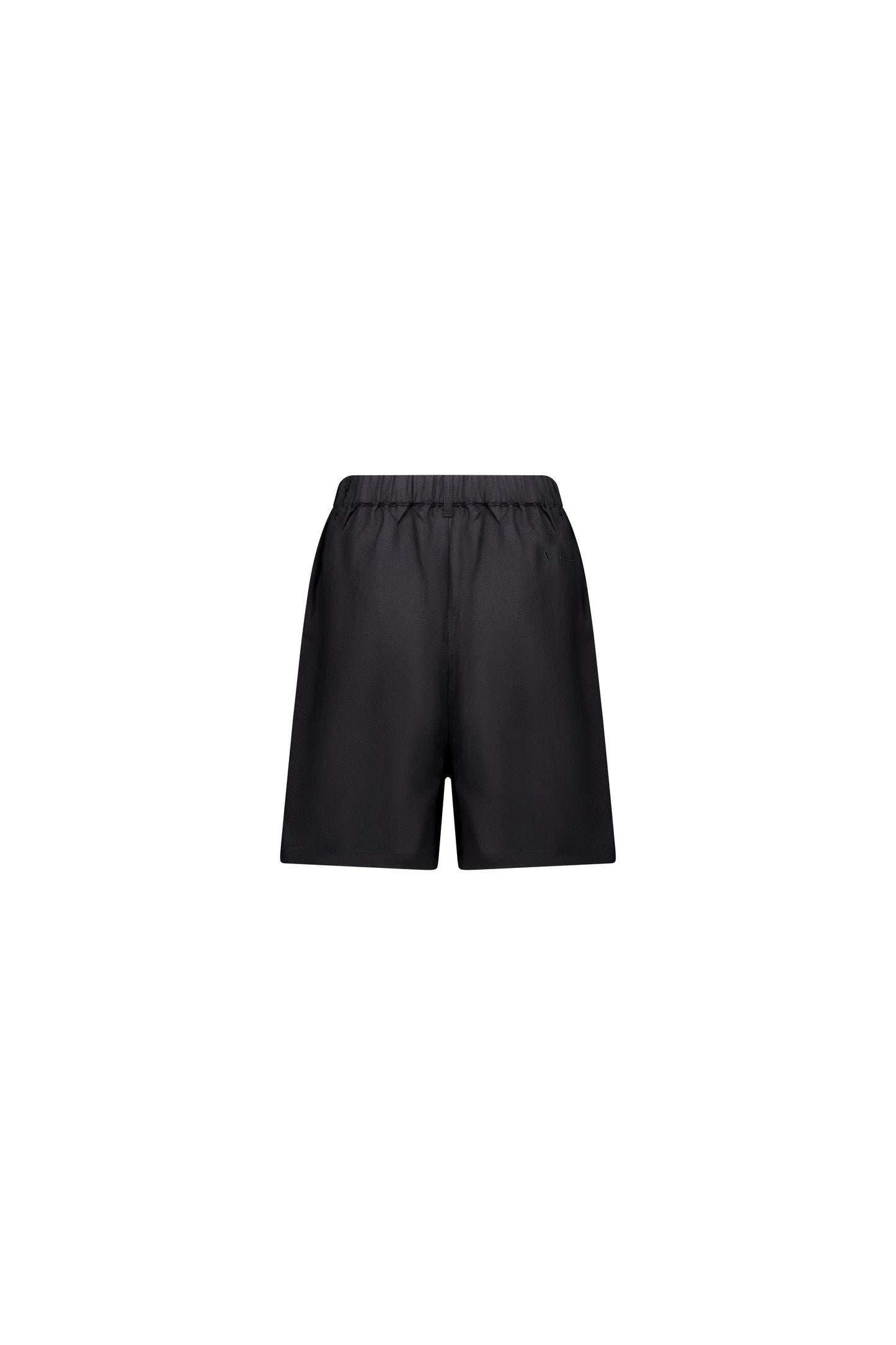 5019 Black - Pull On Linen Short with Elastic Back Waistband - Vassalli
