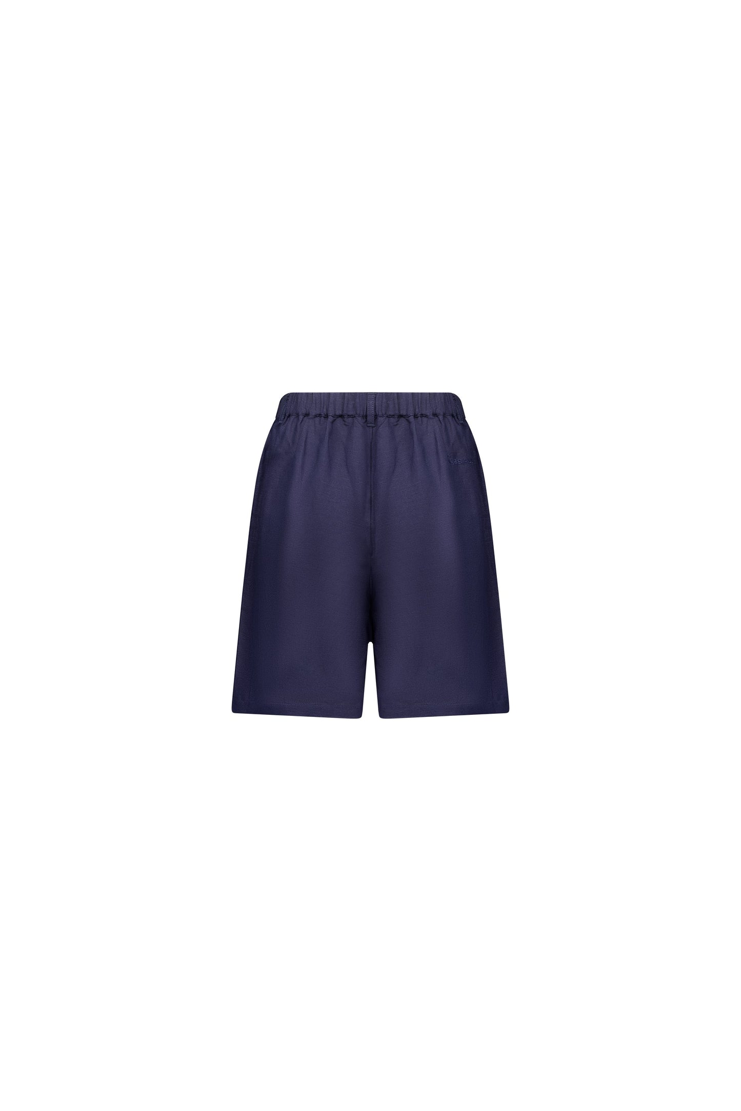 5019 Ink - Pull On Linen Short with Elastic Back Waistband - Vassalli