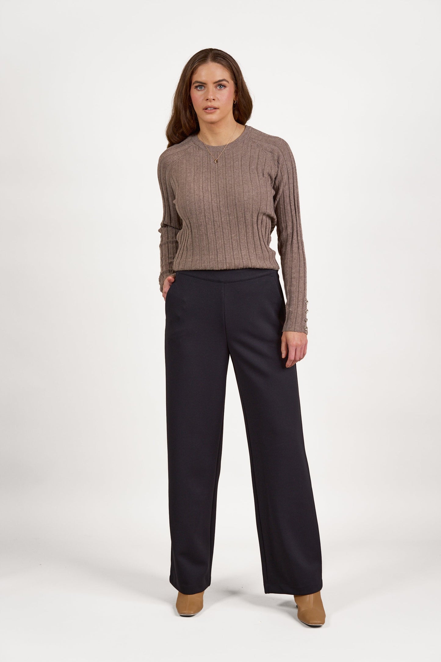 5030A Ink - Wide Leg Full Length Pull-On - Vassalli