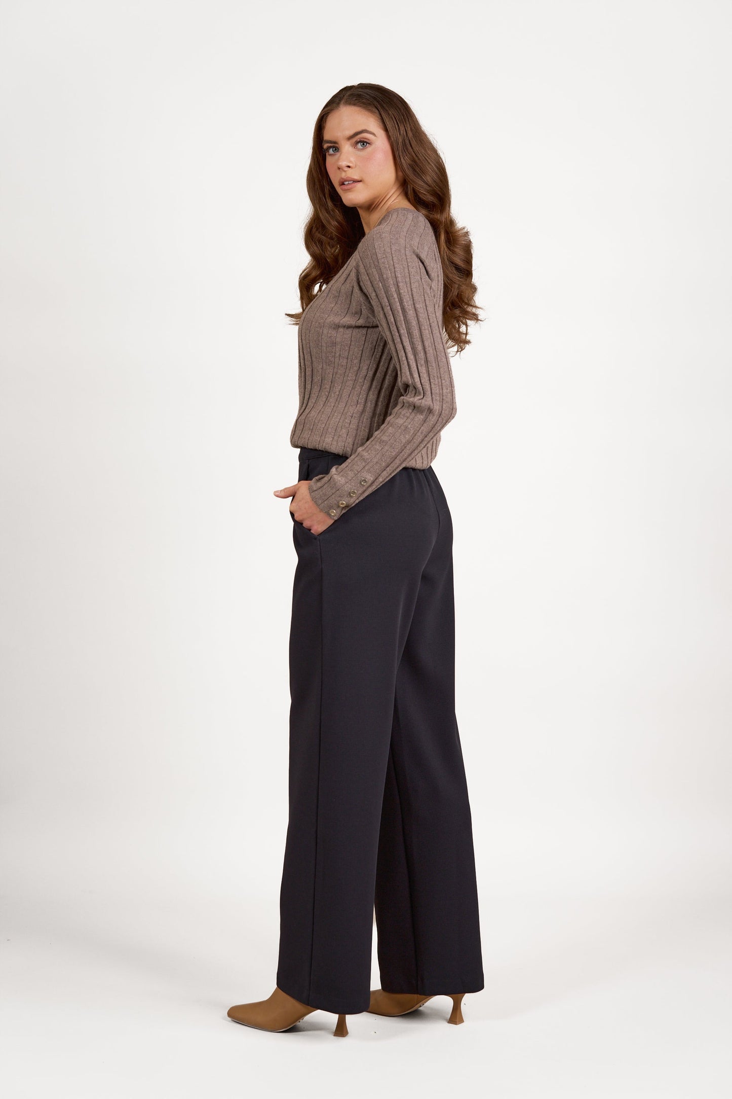 5030A Ink - Wide Leg Full Length Pull-On - Vassalli