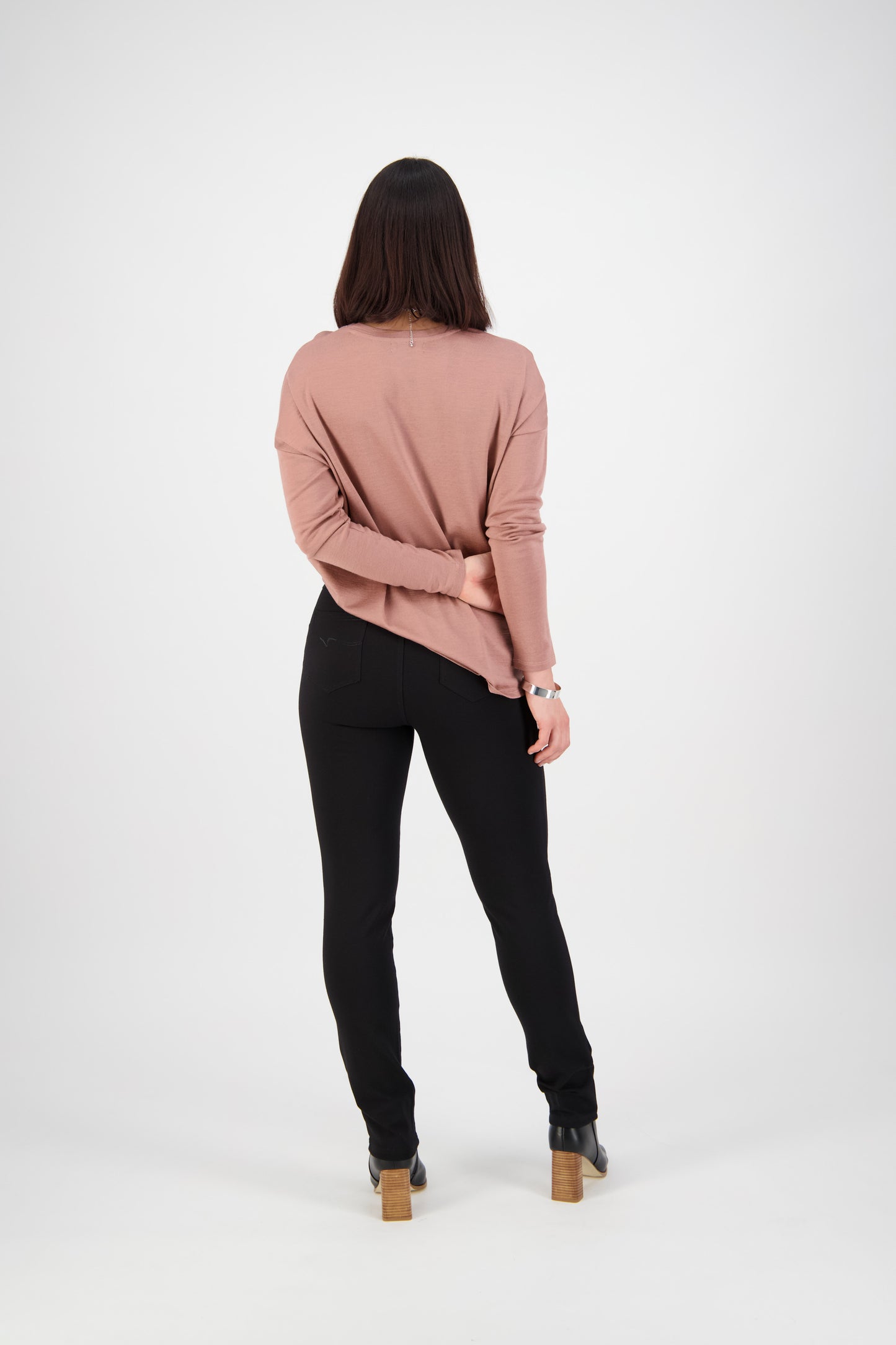5663 Black - Skinny Leg Full Length Ponti Pant with Fly