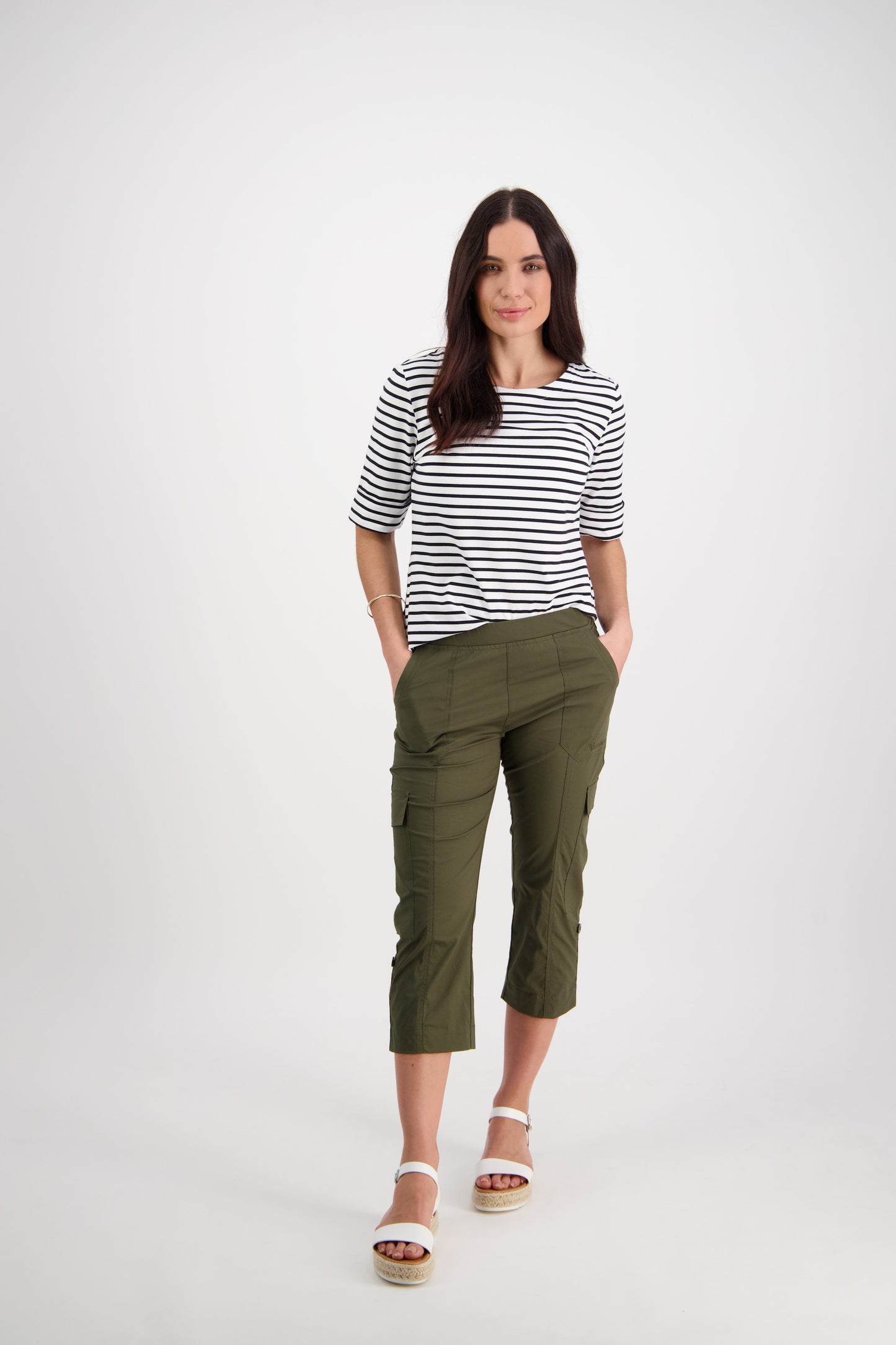 5710P Khaki - Poplin Pull On Cargo Pant - Vassalli