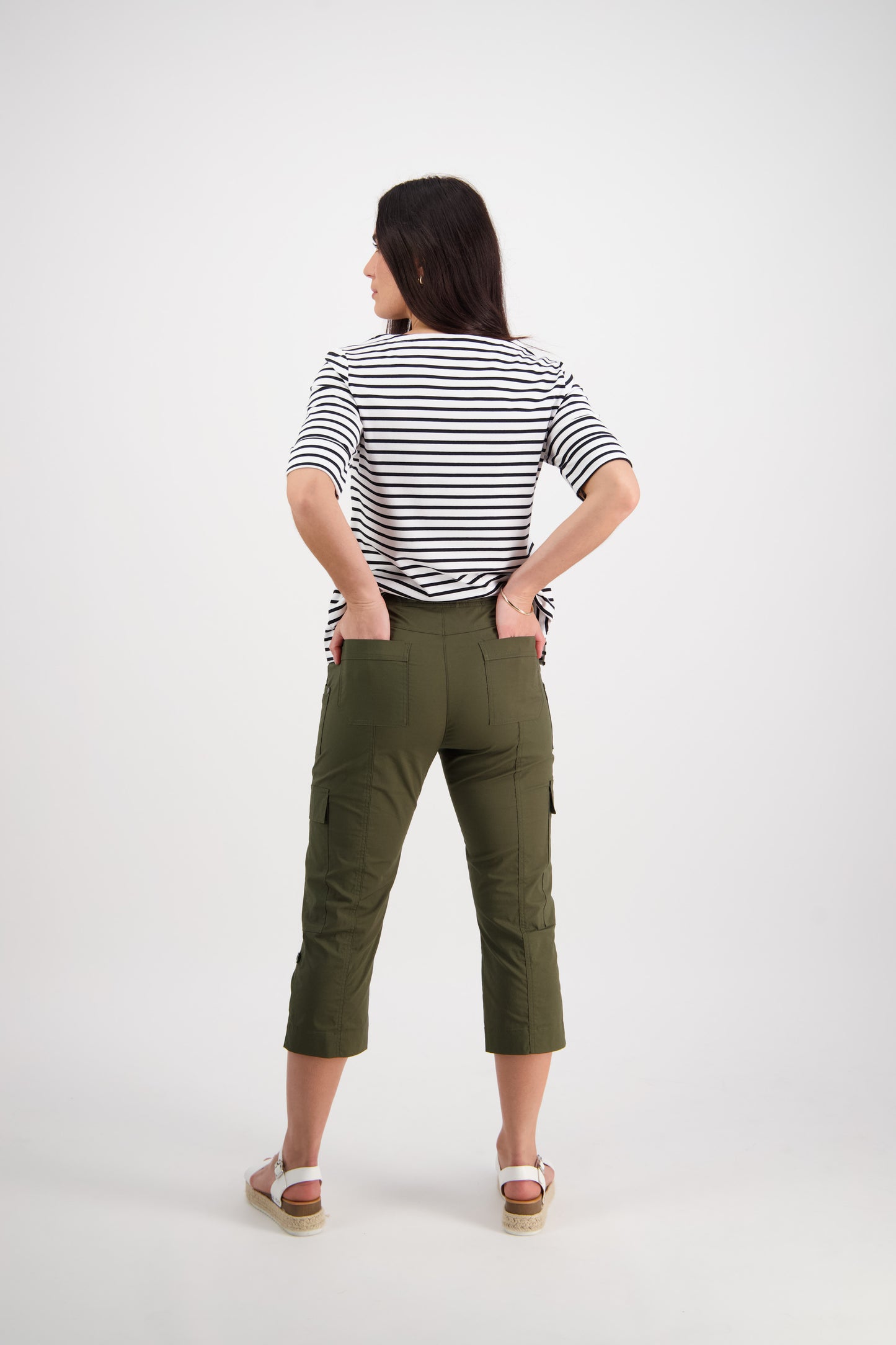 5710P Khaki - Poplin Pull On Cargo Pant - Vassalli