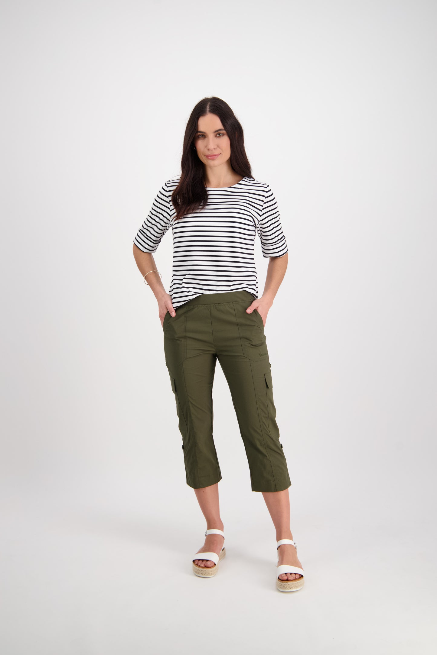 5710P Khaki - Poplin Pull On Cargo Pant - Vassalli