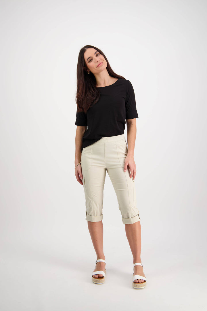 5710P Sand - Poplin Pull-On Cargo Pant - Vassalli