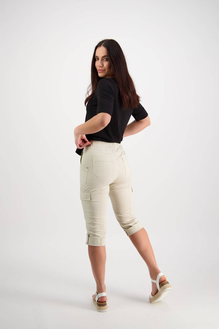 5710P Sand - Poplin Pull-On Cargo Pant - Vassalli