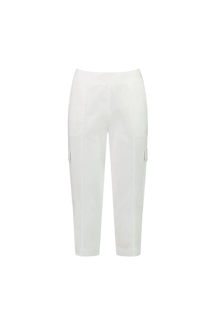 5710P White - Poplin Pull-On Cargo Pant - Vassalli