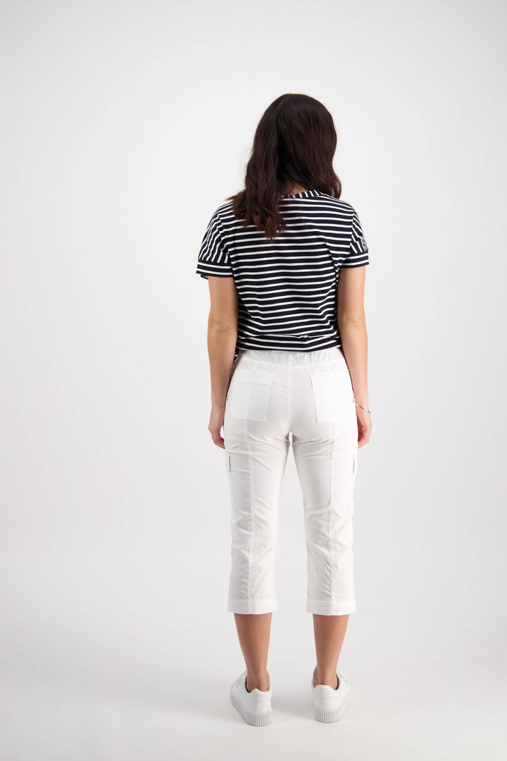 5710P White - Poplin Pull-On Cargo Pant - Vassalli