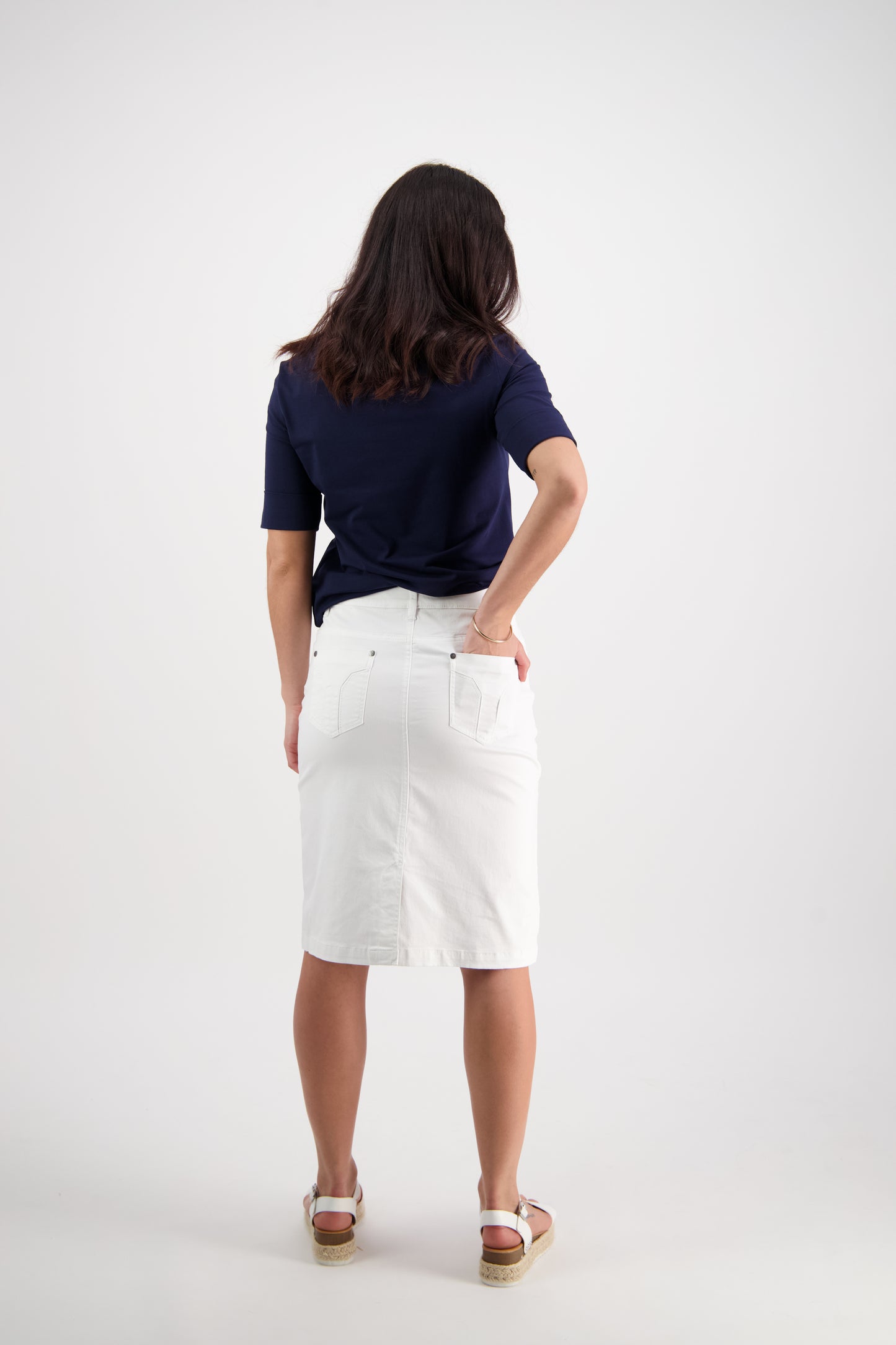 5751LW White - Plain Lightweight Skirt - Vassalli