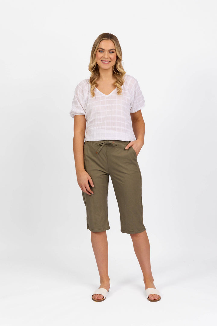 5789 Army - Below Knee Slim Leg Elastic Waist Pant - Vassalli