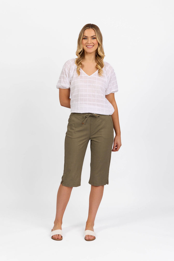 5789 Army - Below Knee Slim Leg Elastic Waist Pant - Vassalli