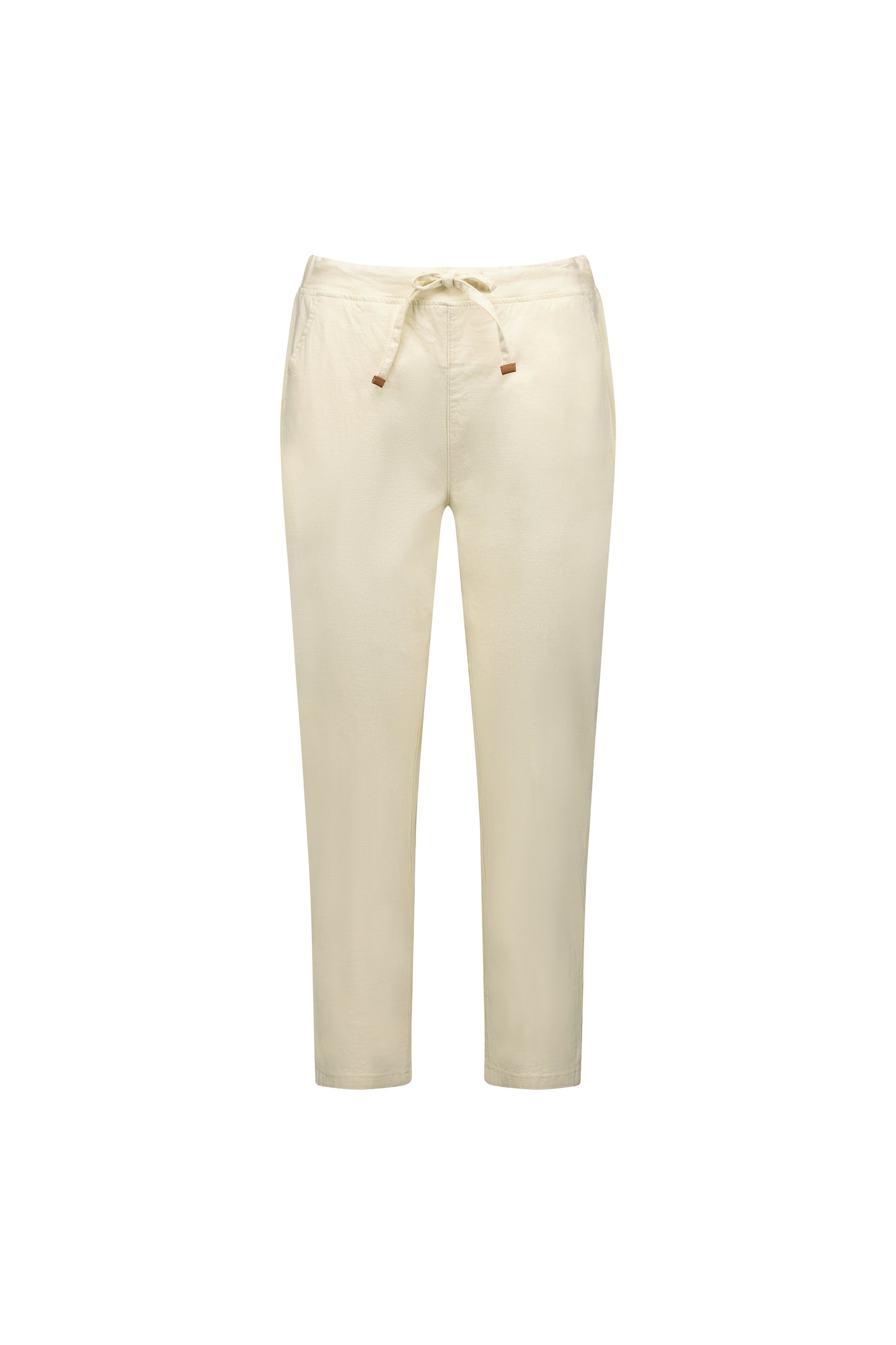5790 Ecru - 7/8 Length Skinny Leg Elastic Waist Pant - Vassalli