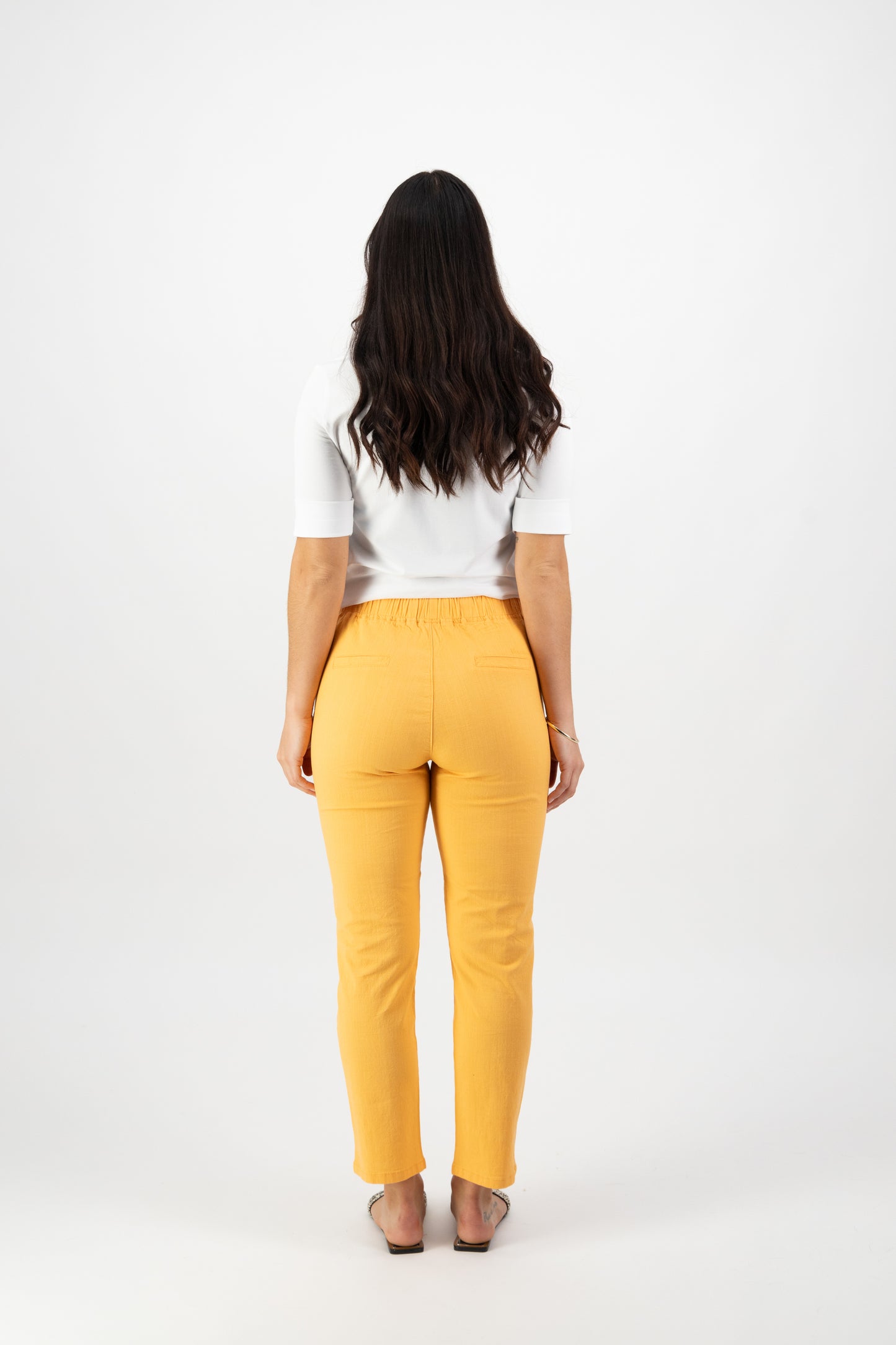 5791 Rockmelon - Ankle Grazer Slim Leg Elastic Waist Pant