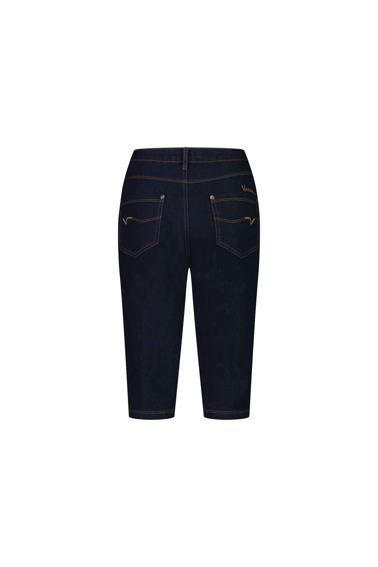 5804CS Indigo Denim - Slim Leg Contrast Stitch Denim Short - Vassalli