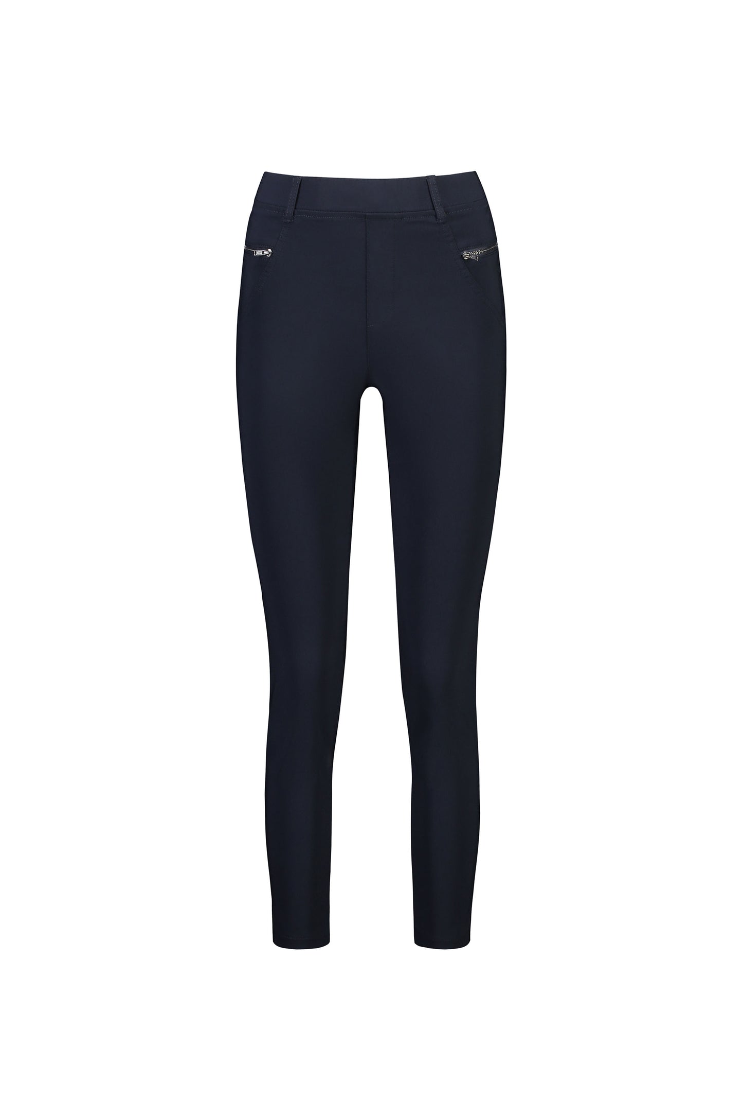 5853 Navy - Skinny Leg Ankle Grazer Pull On Pant - Vassalli