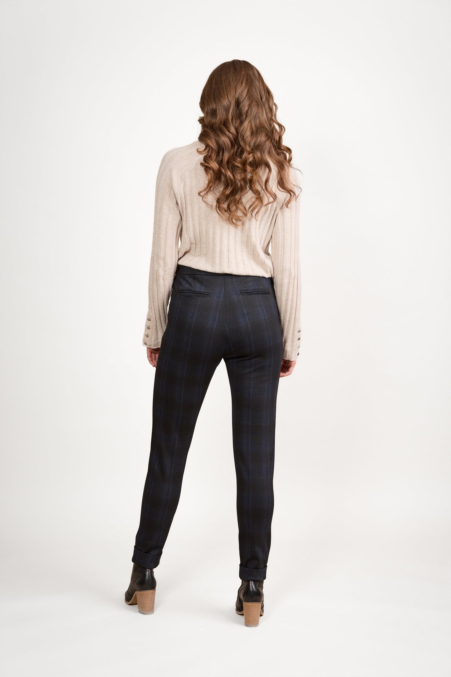 5894 Neptune - Skinny Leg Full Length Printed Ponti Pant with Cuff - Vassalli