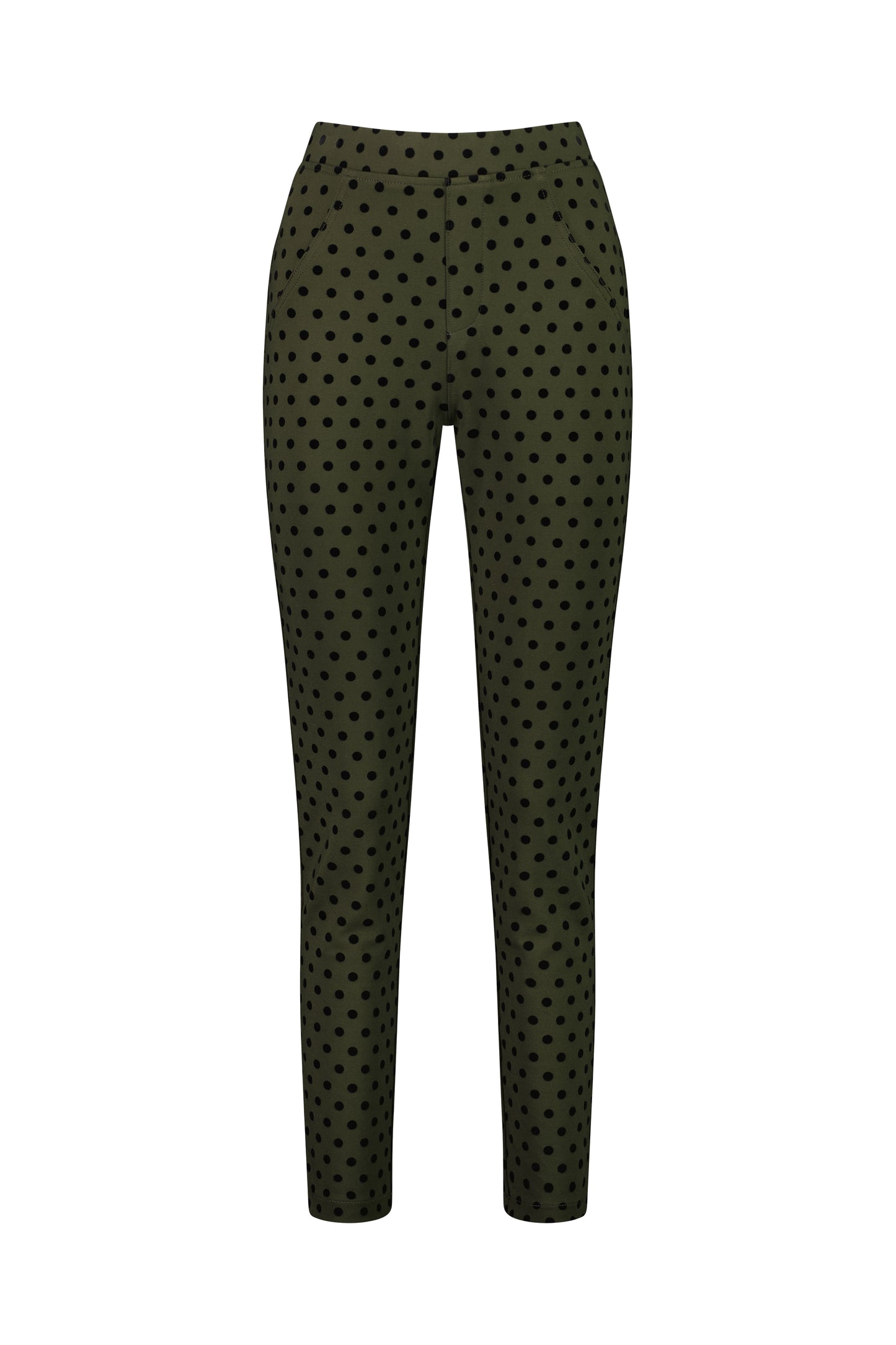 5903 Khaki - Skinny Leg Ankle Grazer Printed Ponti Pull On