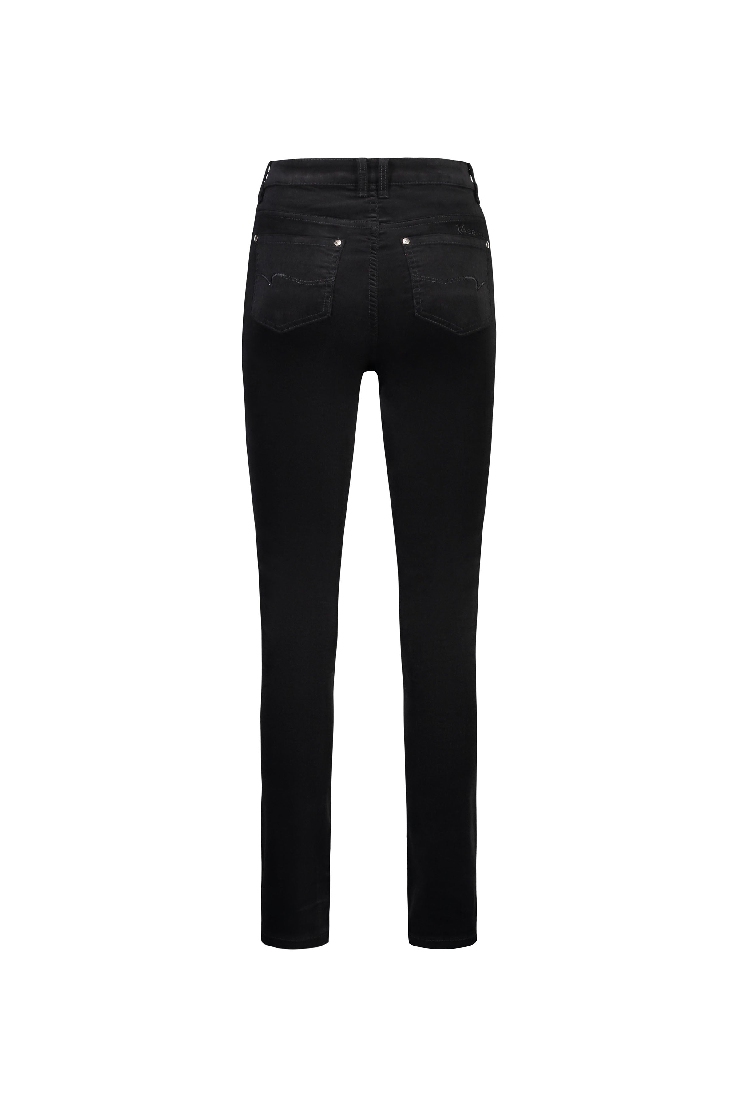 5910M Black - Narrow Leg Full Length Pinwale Cord Pant with Fly - Vassalli
