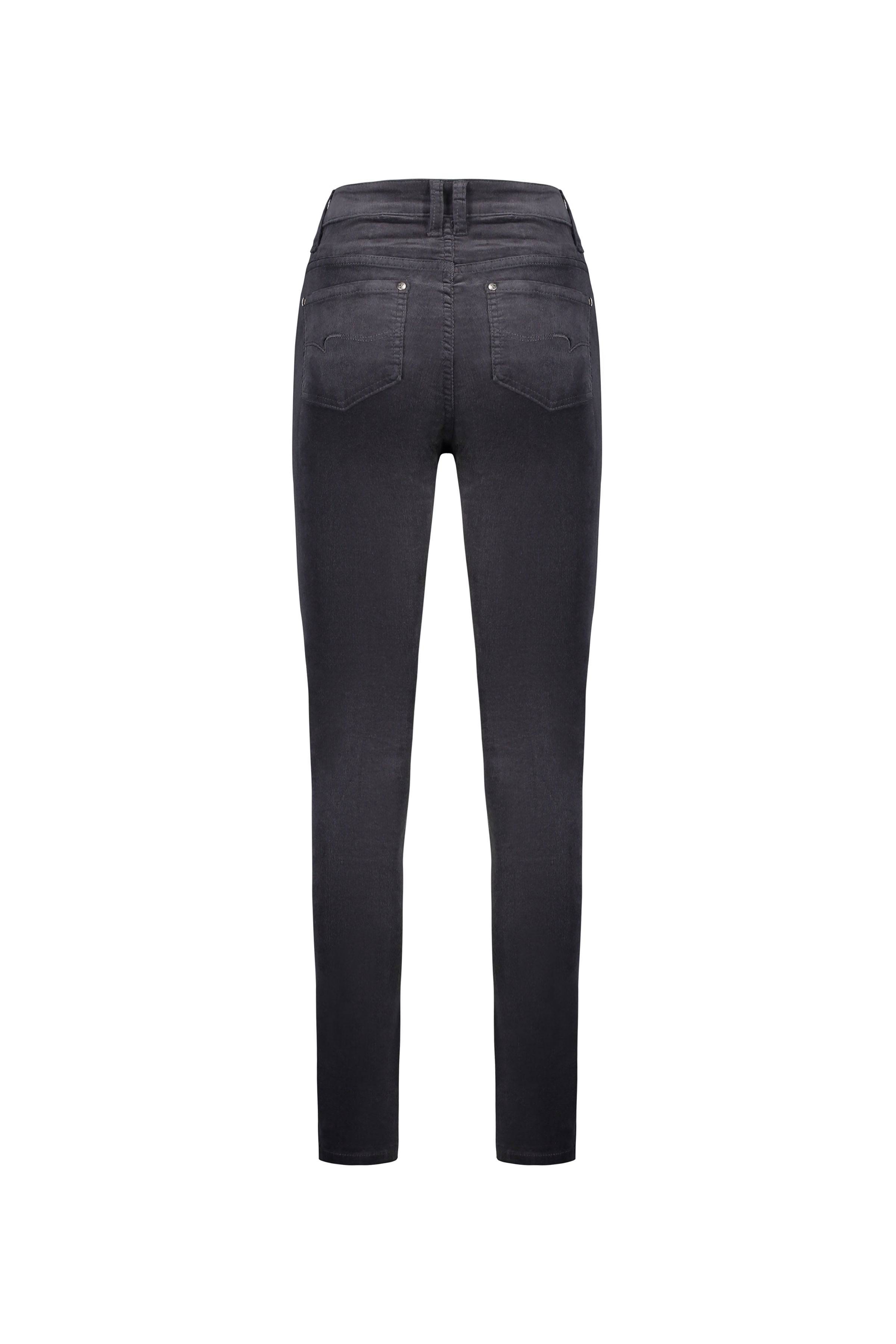 5910M Charcoal - Narrow Leg Full Length Pinwale Cord Pant with Fly - Vassalli