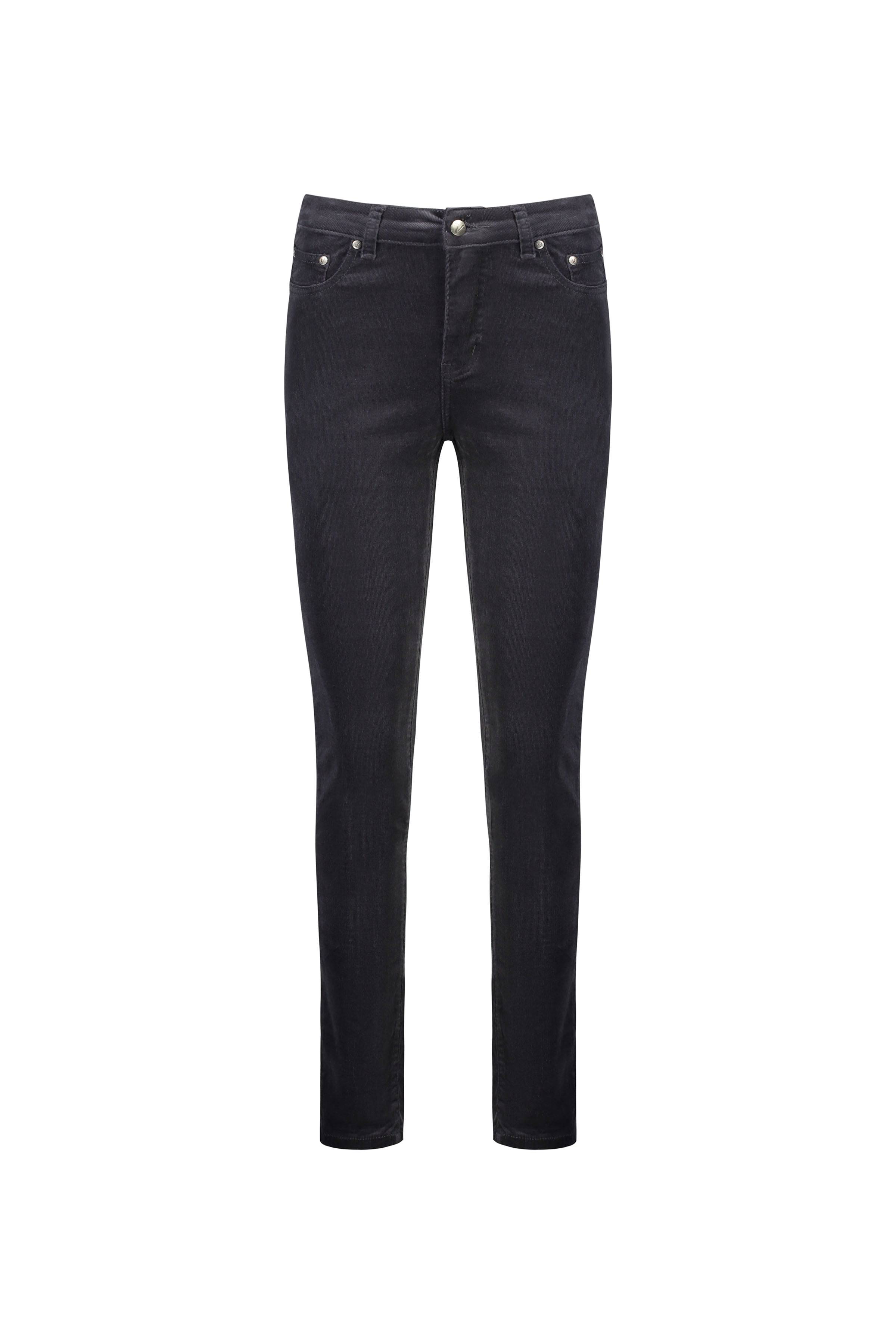 5910M Charcoal - Narrow Leg Full Length Pinwale Cord Pant with Fly - Vassalli