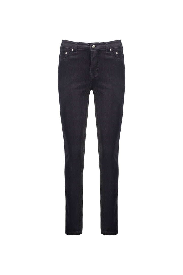 5910M Charcoal - Narrow Leg Full Length Pinwale Cord Pant with Fly - Vassalli