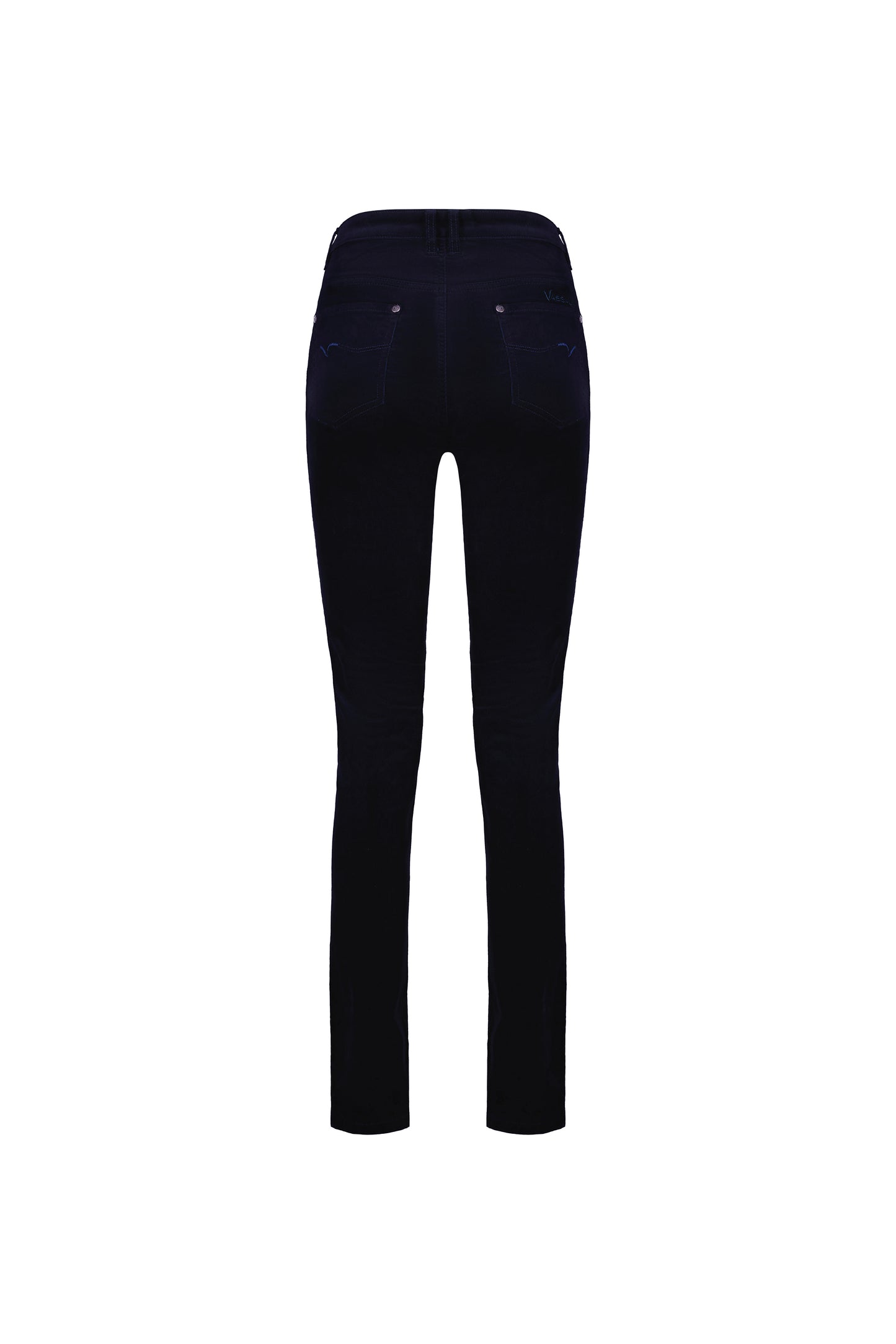 5910M Midnight - Narrow Leg Full Length Pinwale Cord Pant with Fly - Vassalli